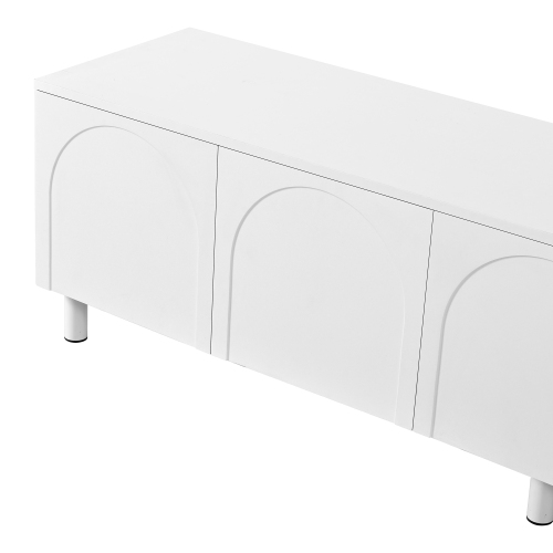 Meuble TV blanc avec portes cintrées