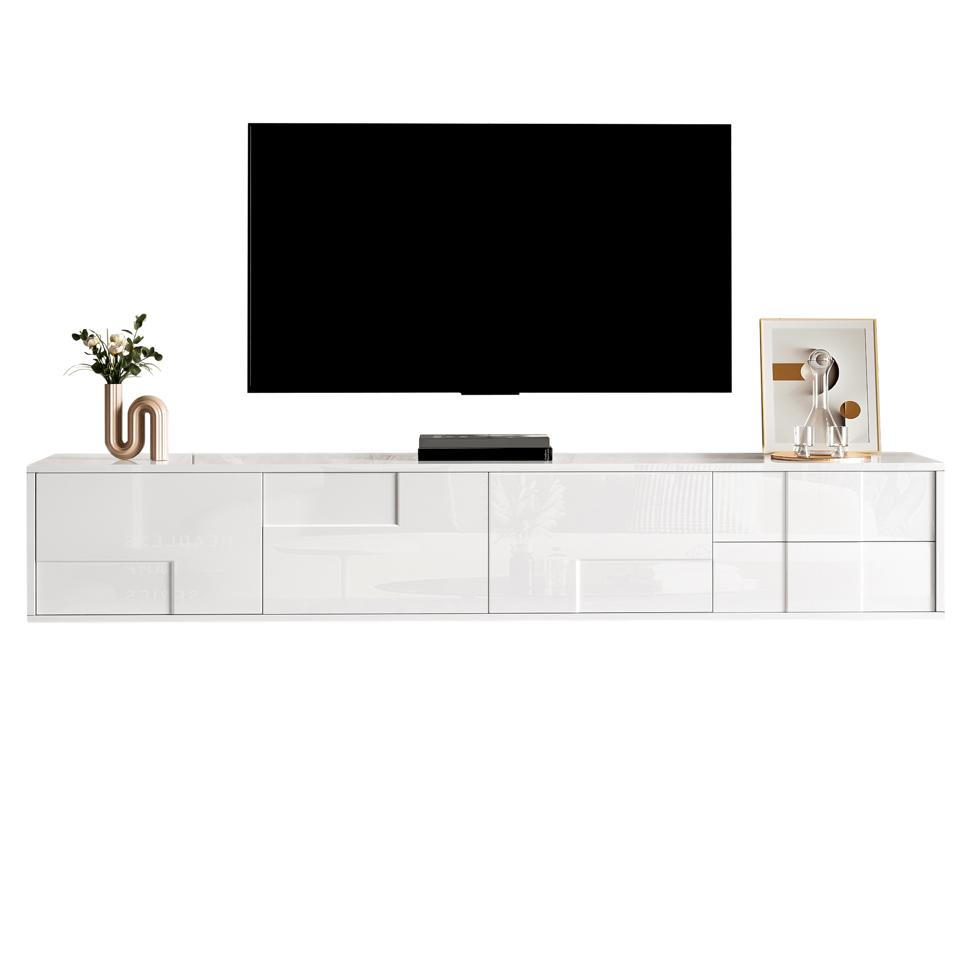 Modernes TV-Lowboard Weiß 170 cm, schwebend oder s