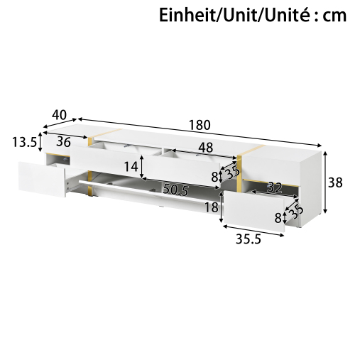 Schéma dimensions meuble TV