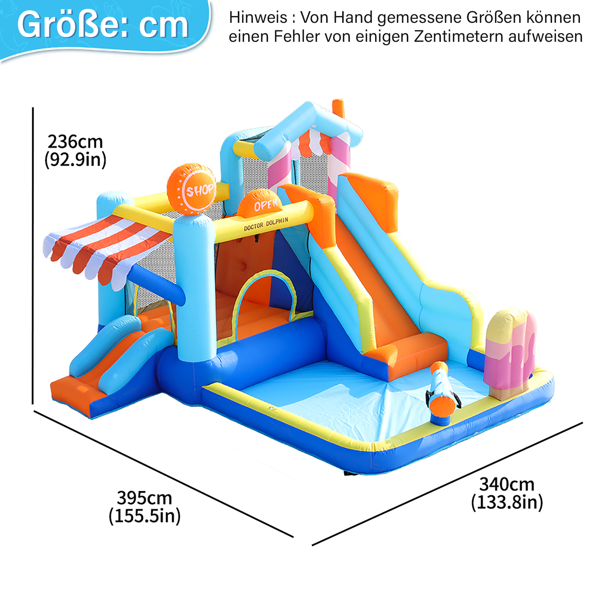 Château gonflable aquatique vue générale jardin