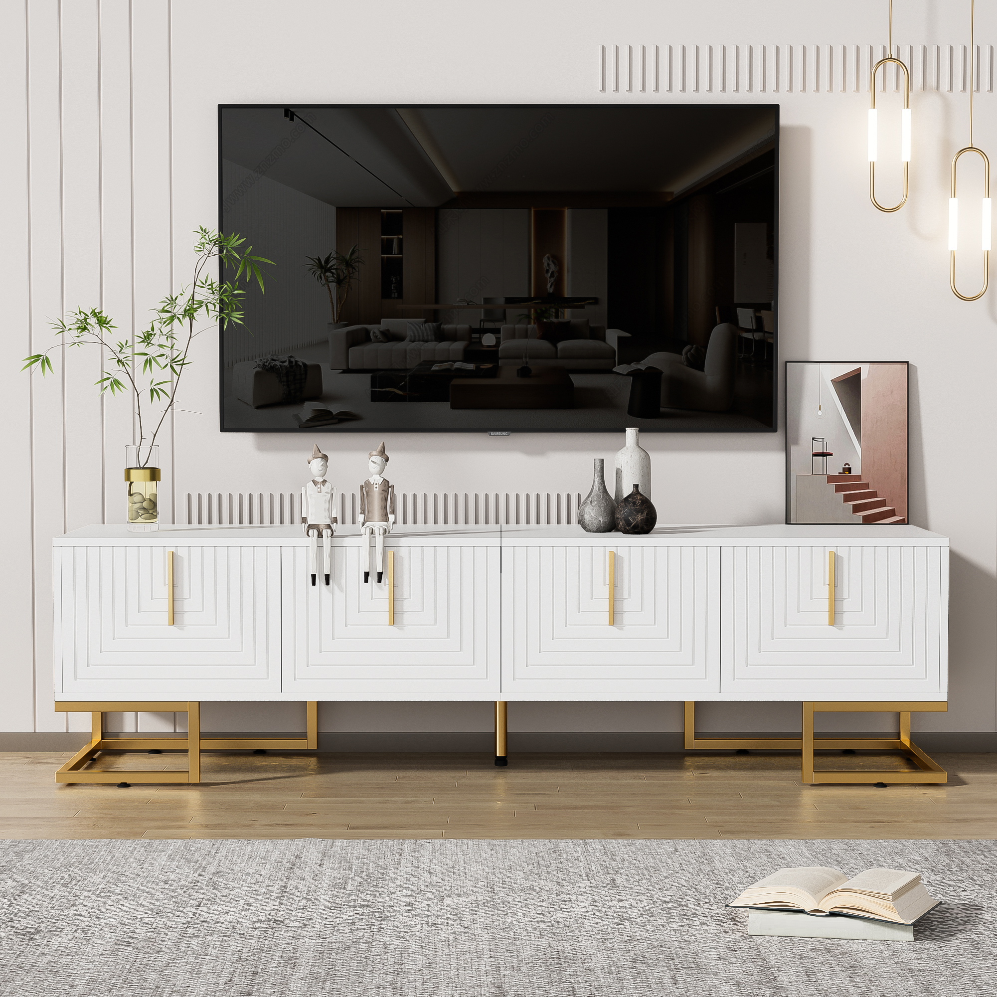 TV-Schrank, lowboard mit strukturierter Tür, TV-Mö