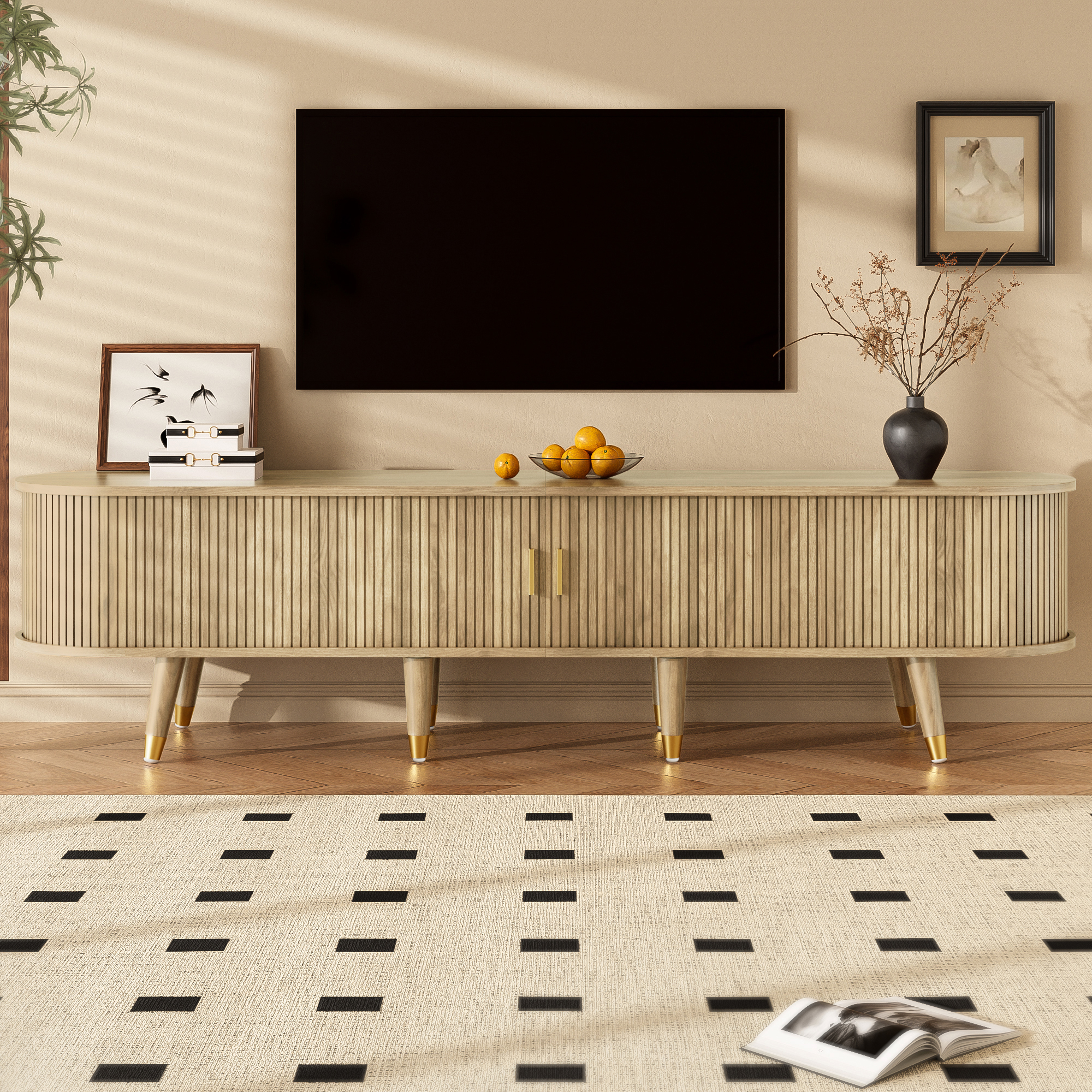 TV-Schrank mit Schiebetüren, TV-Möbel, TV-Ständer,