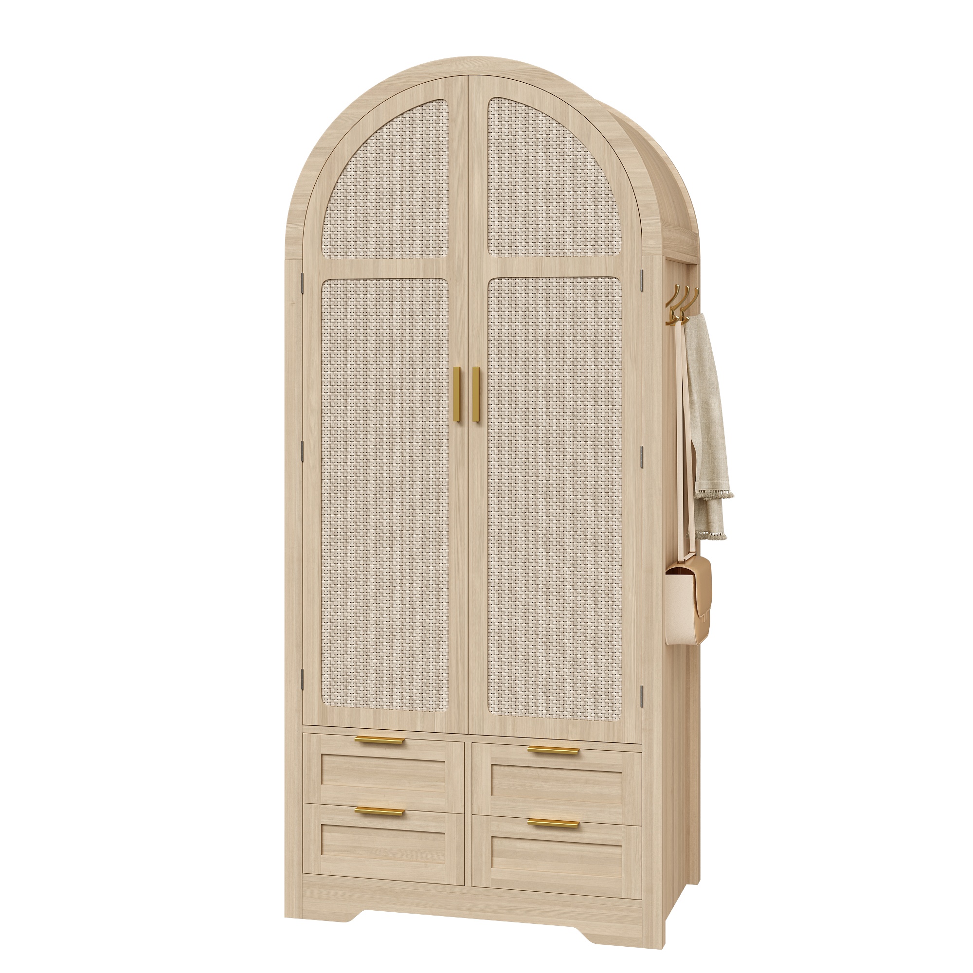 Armoire aspect chêne avec portes cintrées