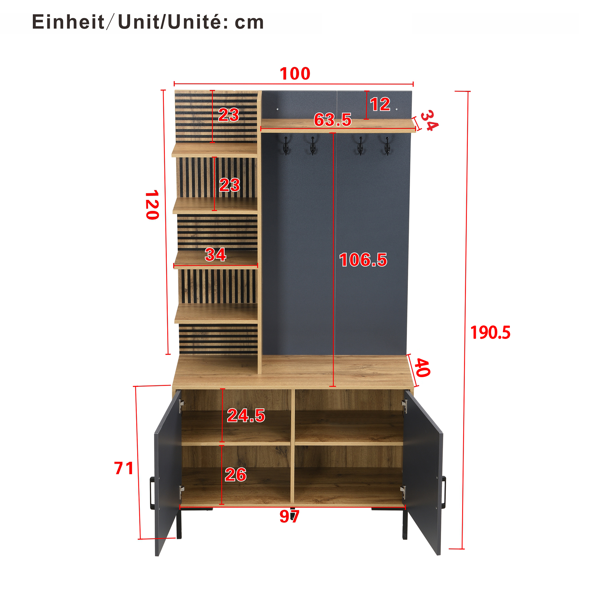 Armoire-penderie, 100 x 40 x 190,05 cm, panneaux de particules, bois naturel - vue 2