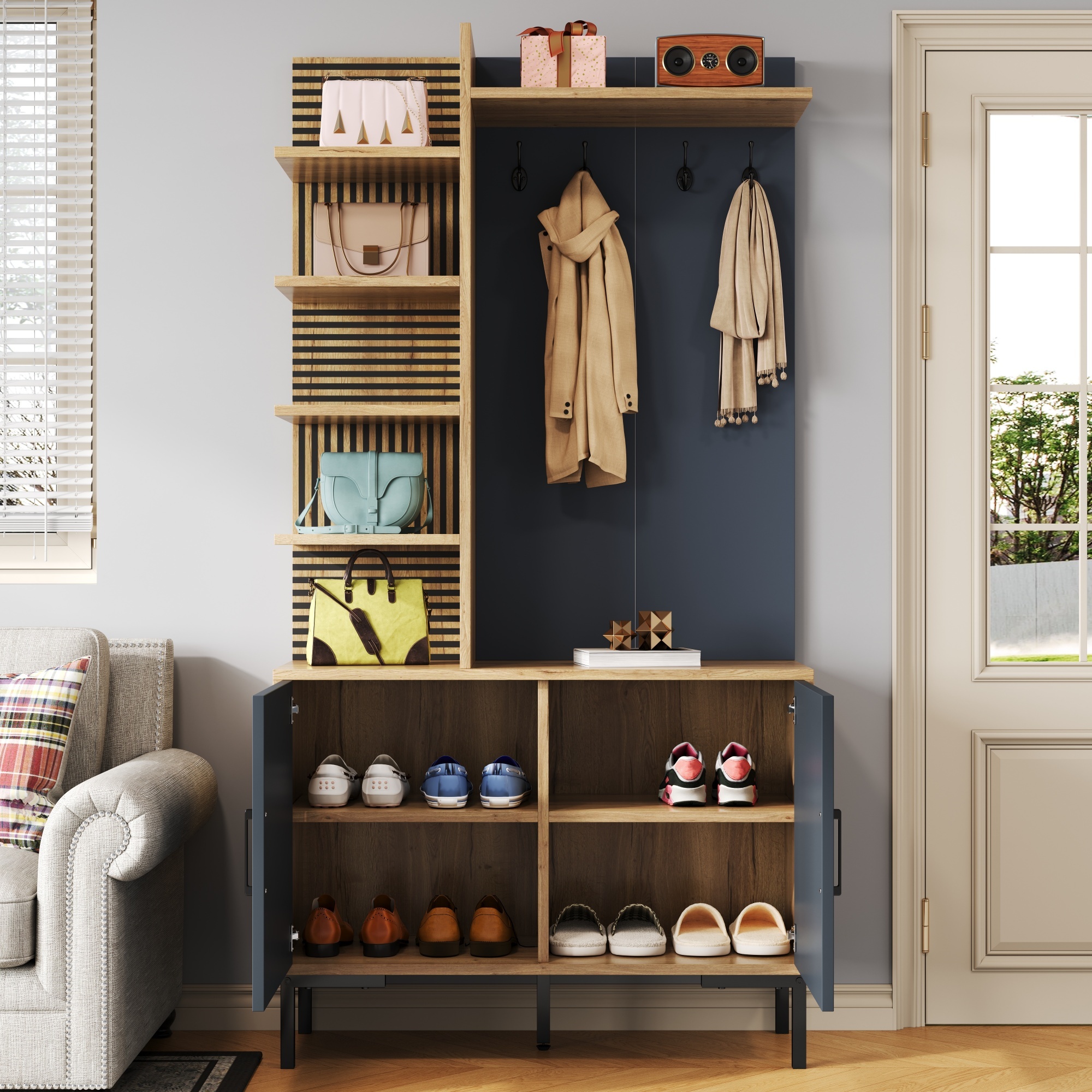 Armoire-penderie, 100 x 40 x 190,05 cm, panneaux de particules, bois naturel - vue 3