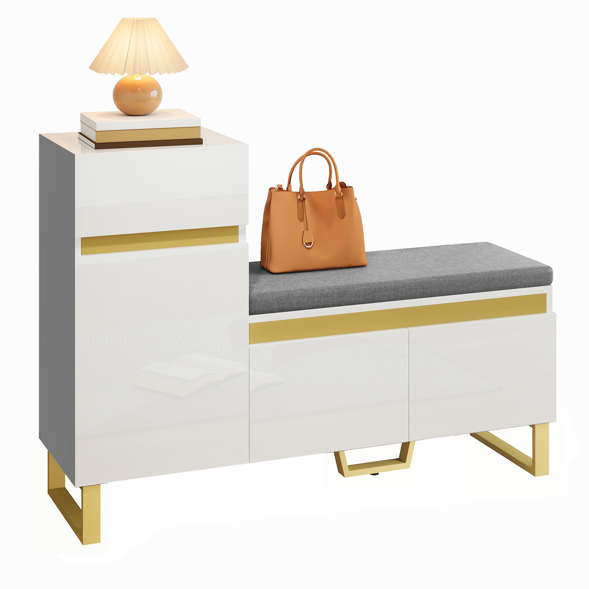 Meuble à chaussures, avec tiroirs, 120 x 35 x 85 cm, MDF, blanc - vue 1