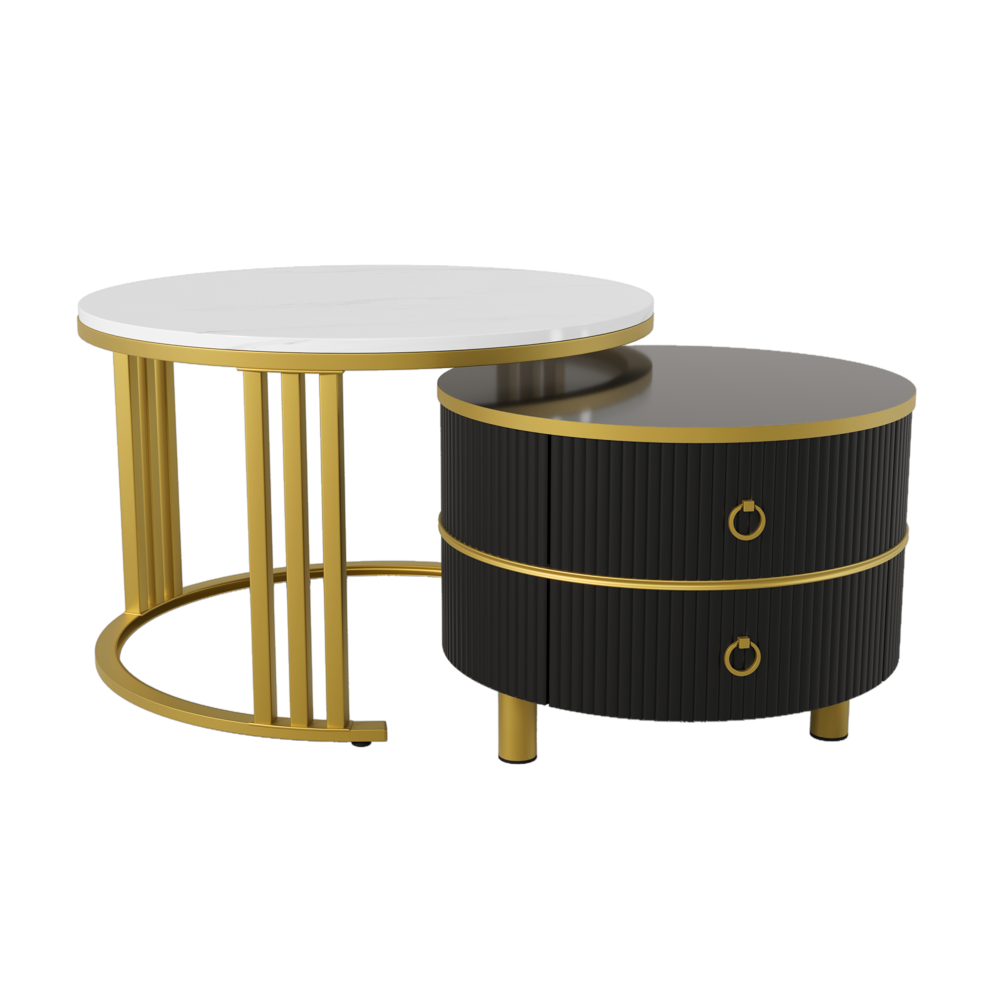 produit fini lot deux tables basses rondes