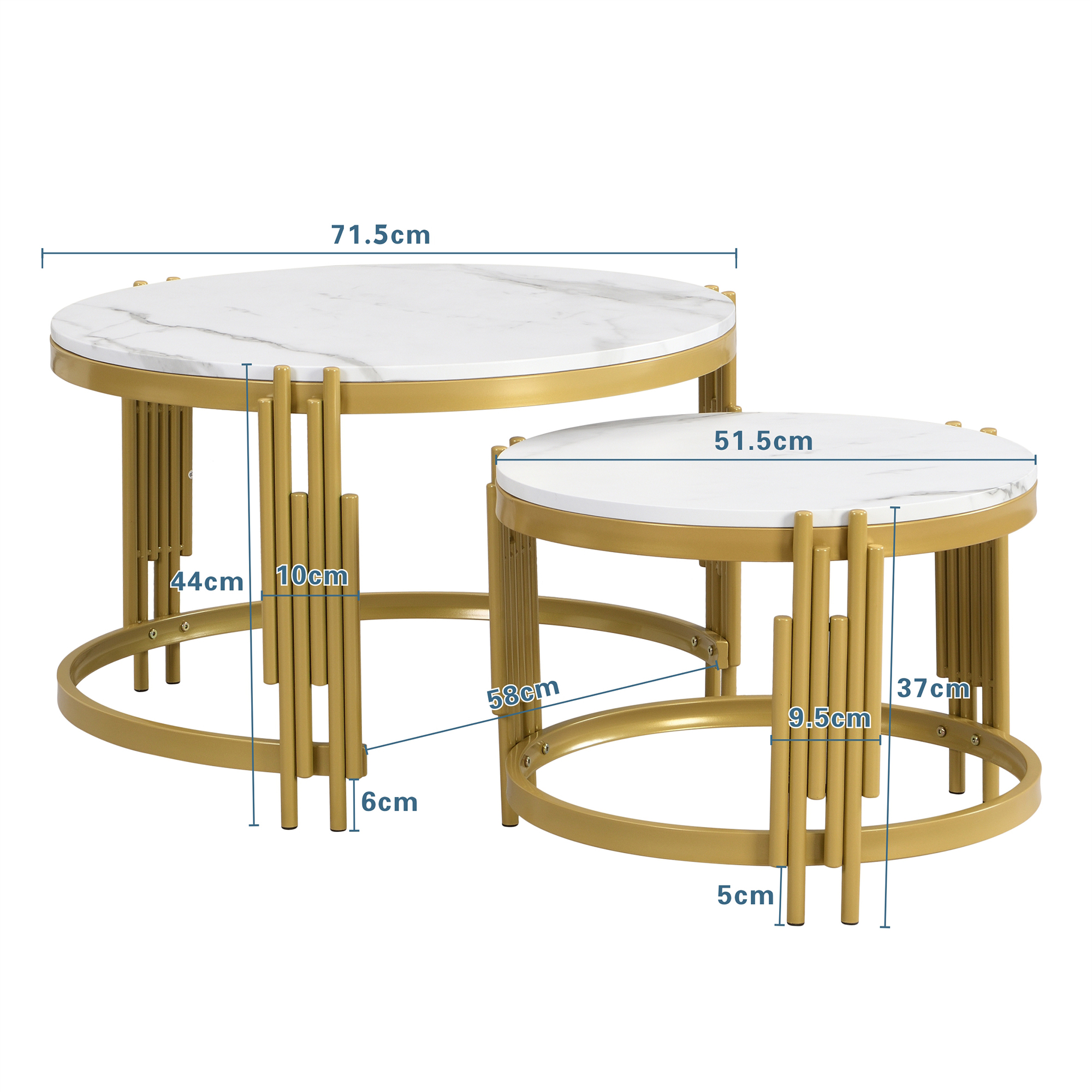 Table basse, métal et MDF, blanc - vue 1