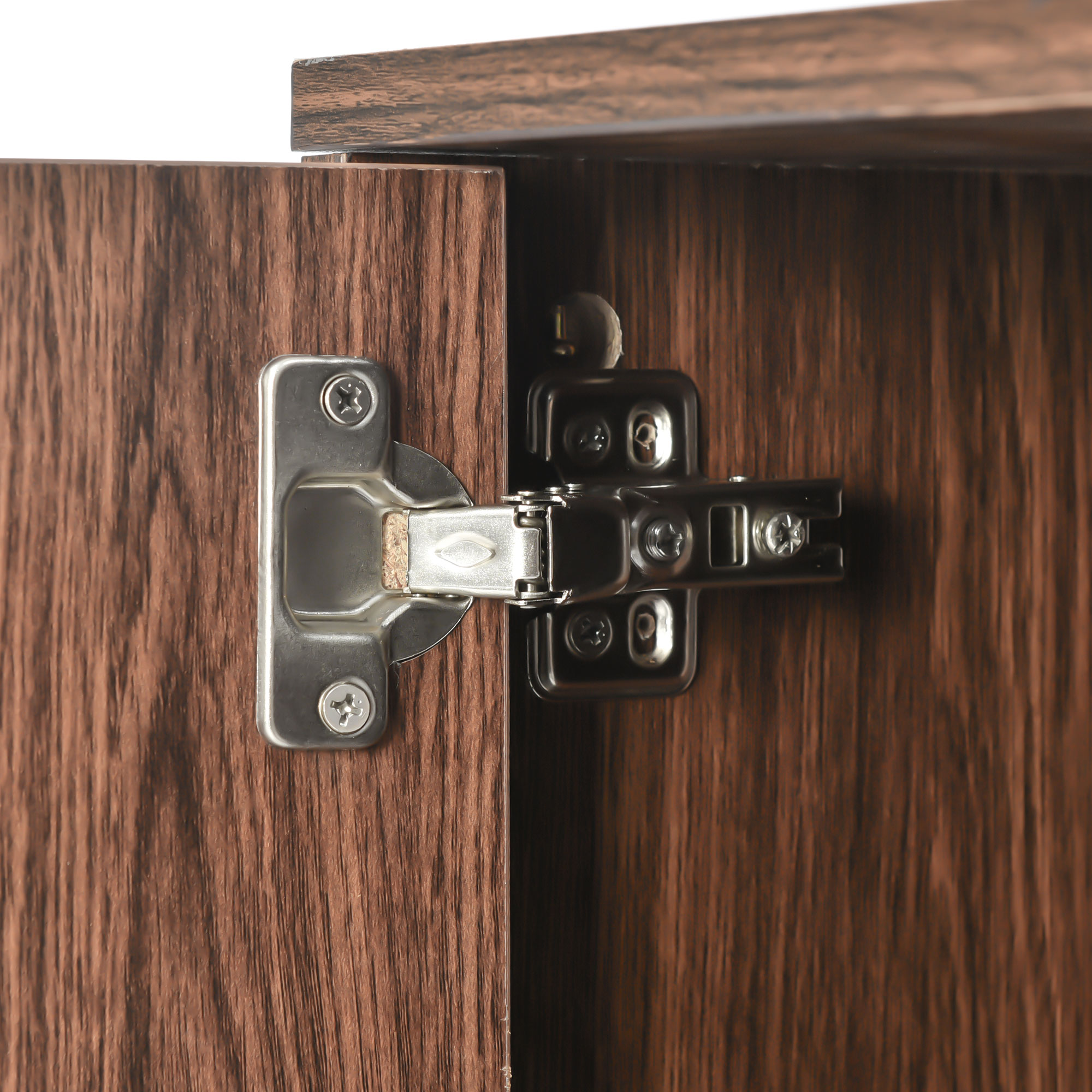 Buffet 3 portes 120×38×76,5 cm, poignées dorées, finition bois naturel, chaque porte avec compartiment et étagère réglable, design élégant moderne, beaucoup d'espace de rangement, pour salon et salle à manger - image 5