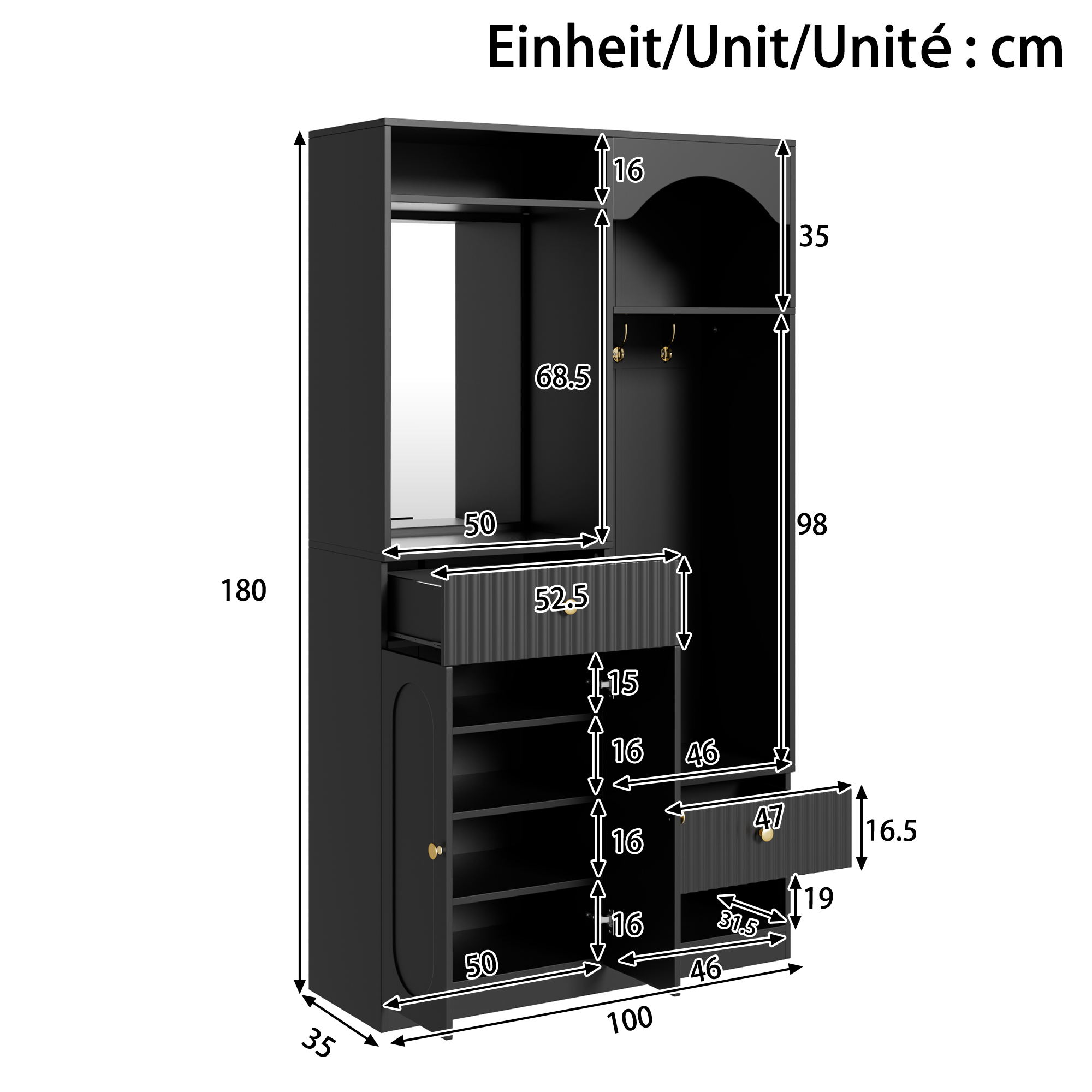 Dimensions du meuble d'entrée