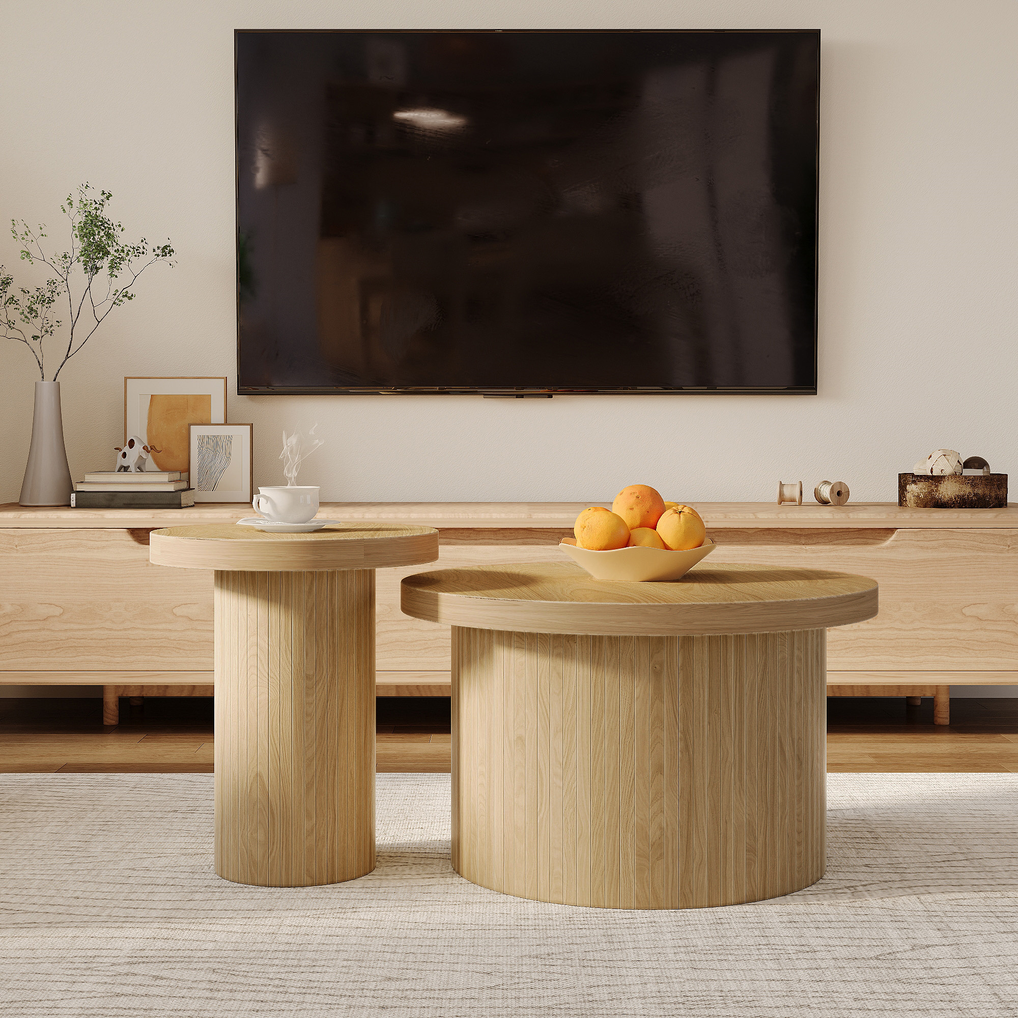 Table basse, bois et MDF, bois naturel - vue 2