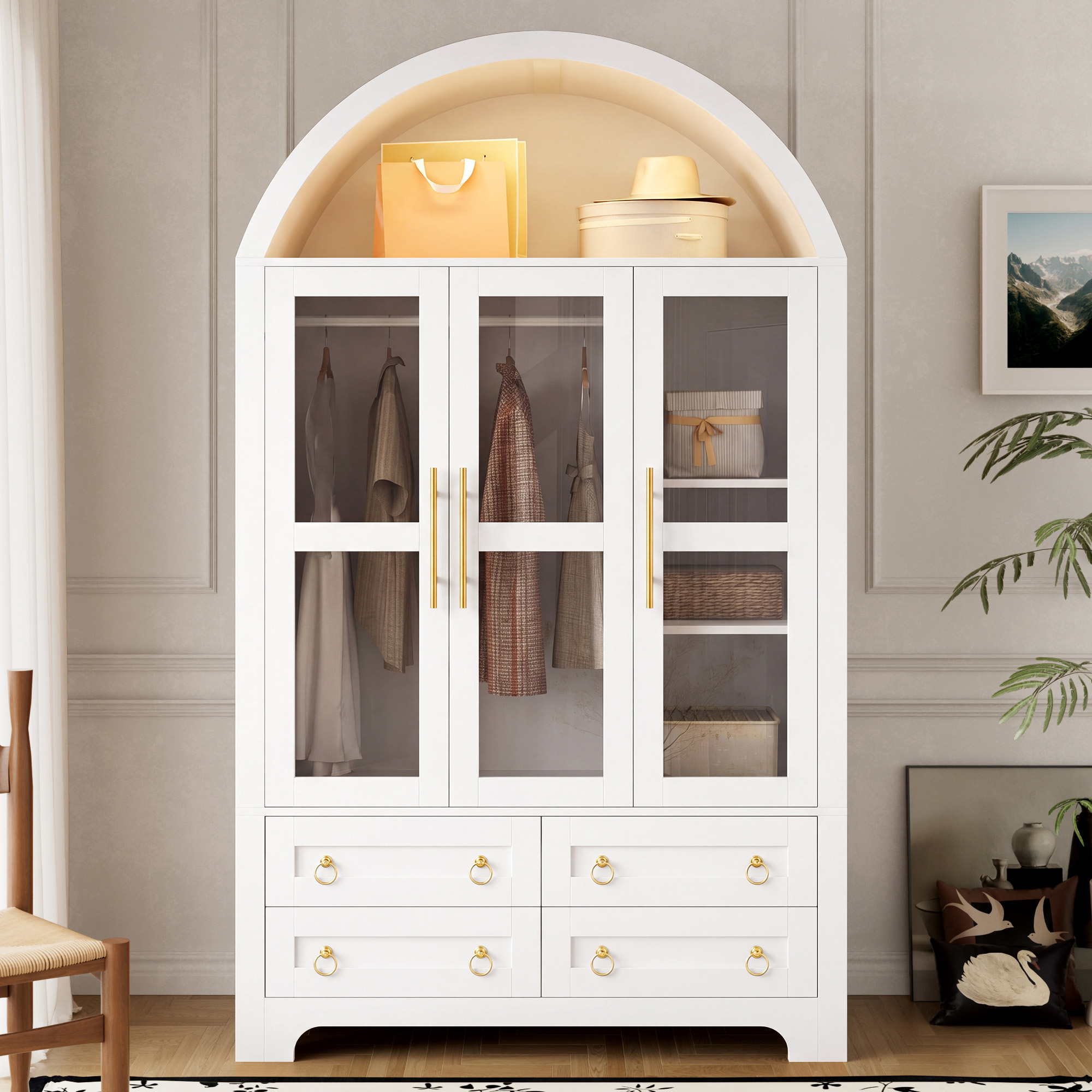 Façades vitrées de l’armoire blanche