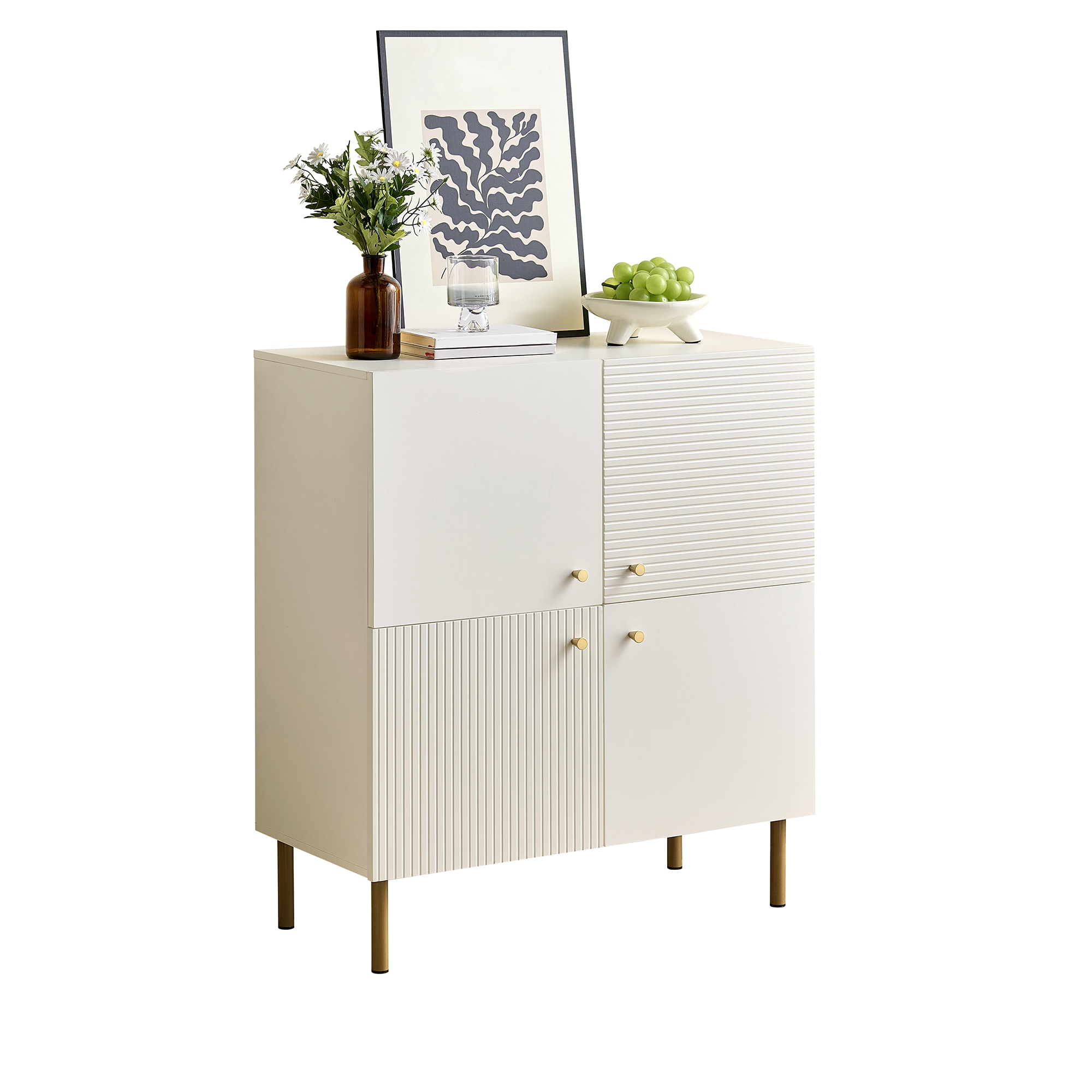 Buffet, 80 x 36 x 90 cm, acier et MDF, blanc - vue 3
