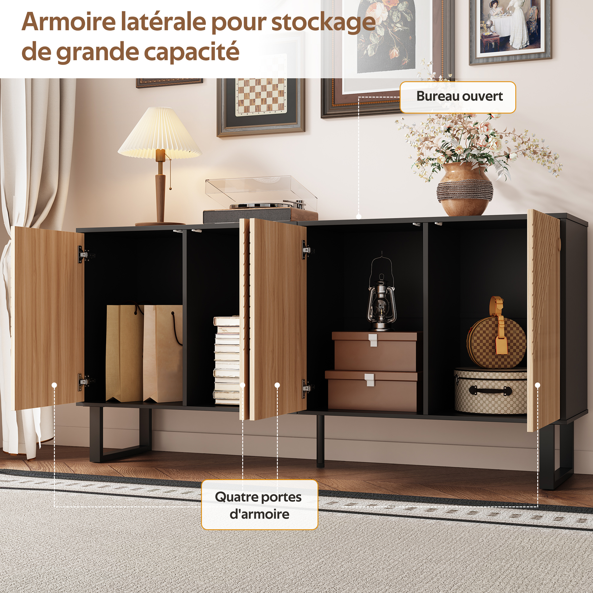 Espace de rangement intérieur buffet