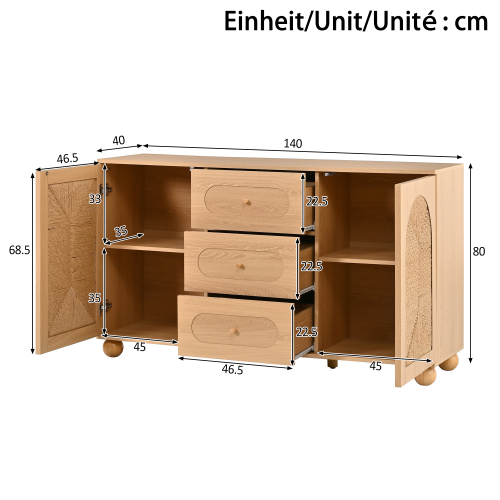 Vue d'ensemble du buffet 140 cm