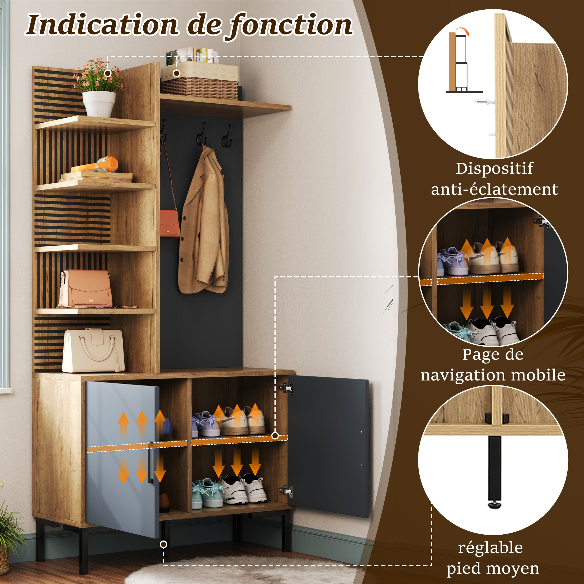 Armoire-penderie, 100 x 40 x 190,05 cm, panneaux de particules, bois naturel - vue 4