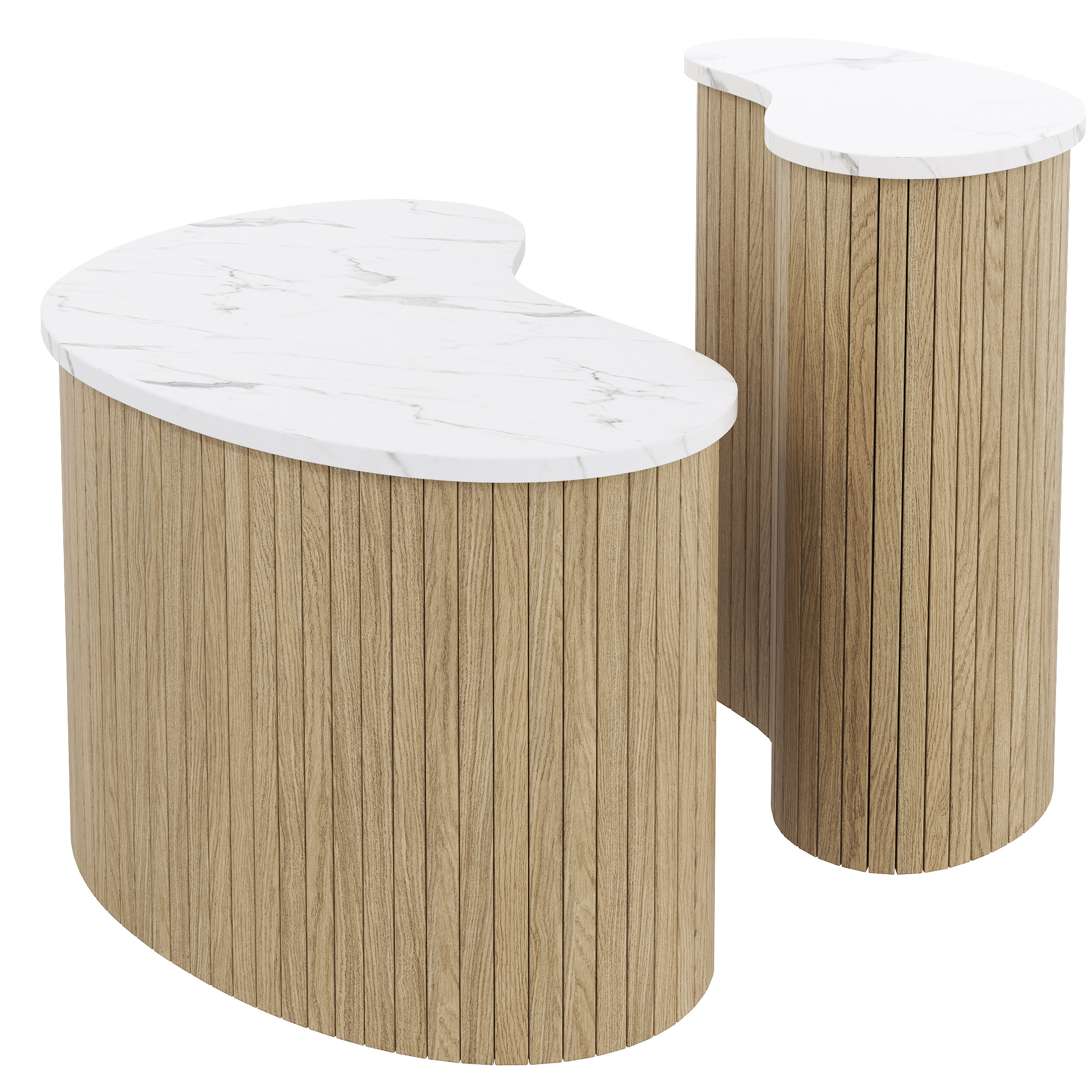 Lot de 2 tables basses gigognes design courbé avec - image 17