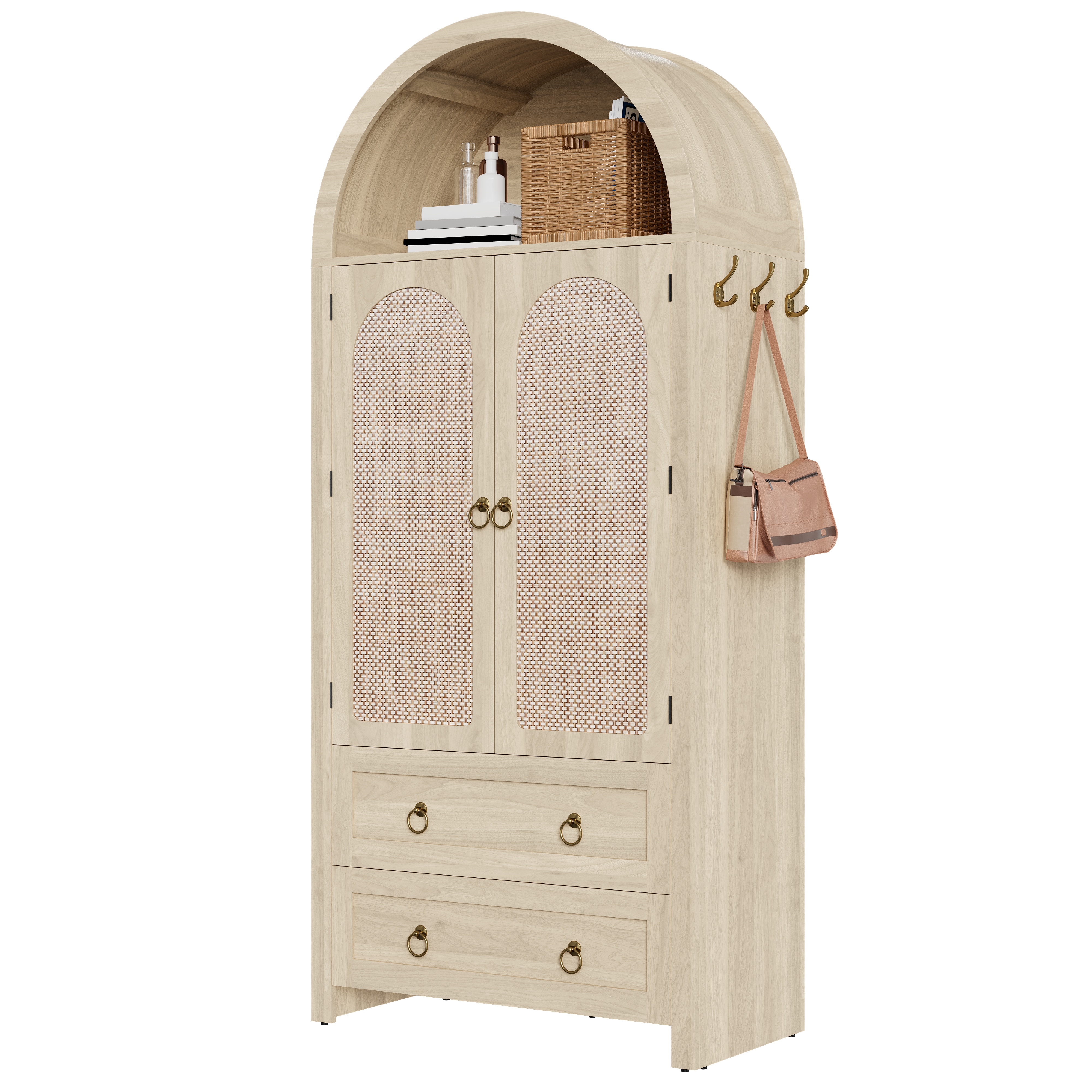 Détail buffet rotin vintage