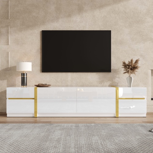 Meuble TV blanc brillant design luxueux