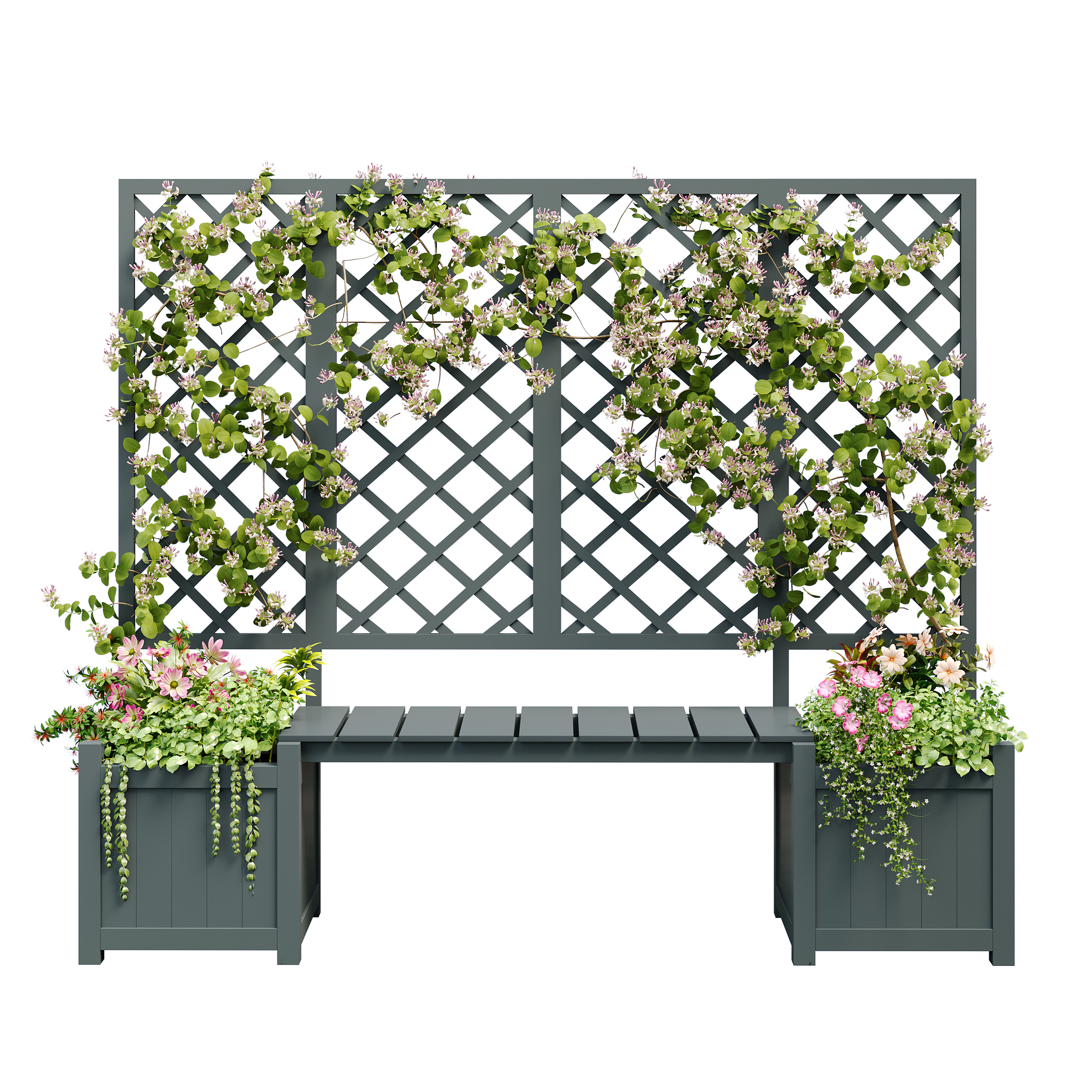 Jardinière, 169 x 42 x 145 cm, bois massif, gris - vue 1