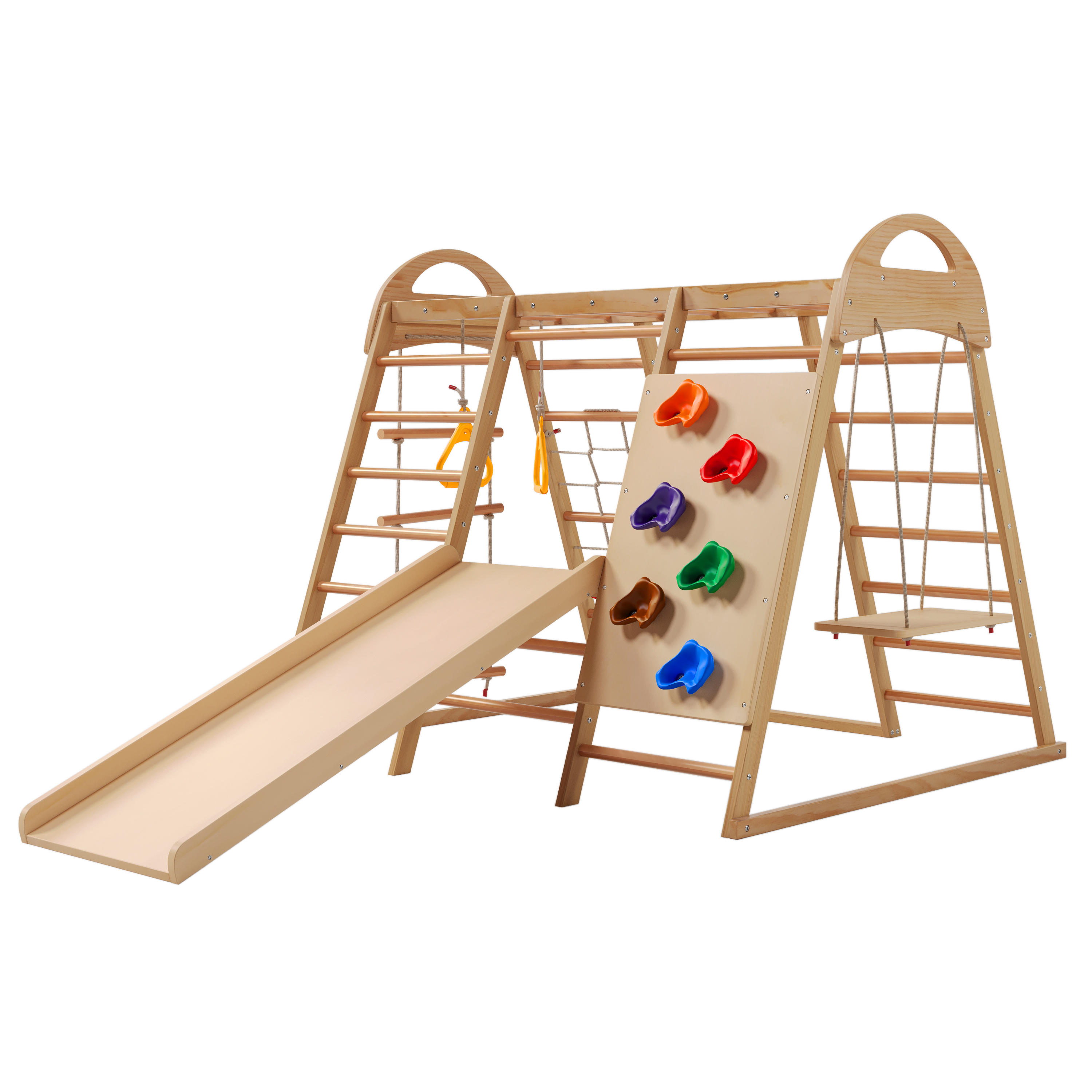 7-in-1-Multifunktions-Klettergerüst ,Massivholz, S