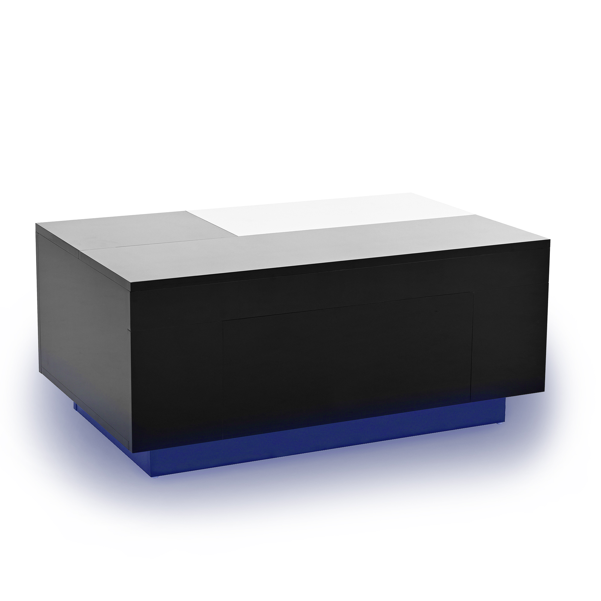 Table basse, extensible, rangement intégré, éclairage led, 80 x 50 x 35,5 cm, MDF, noir - vue 1
