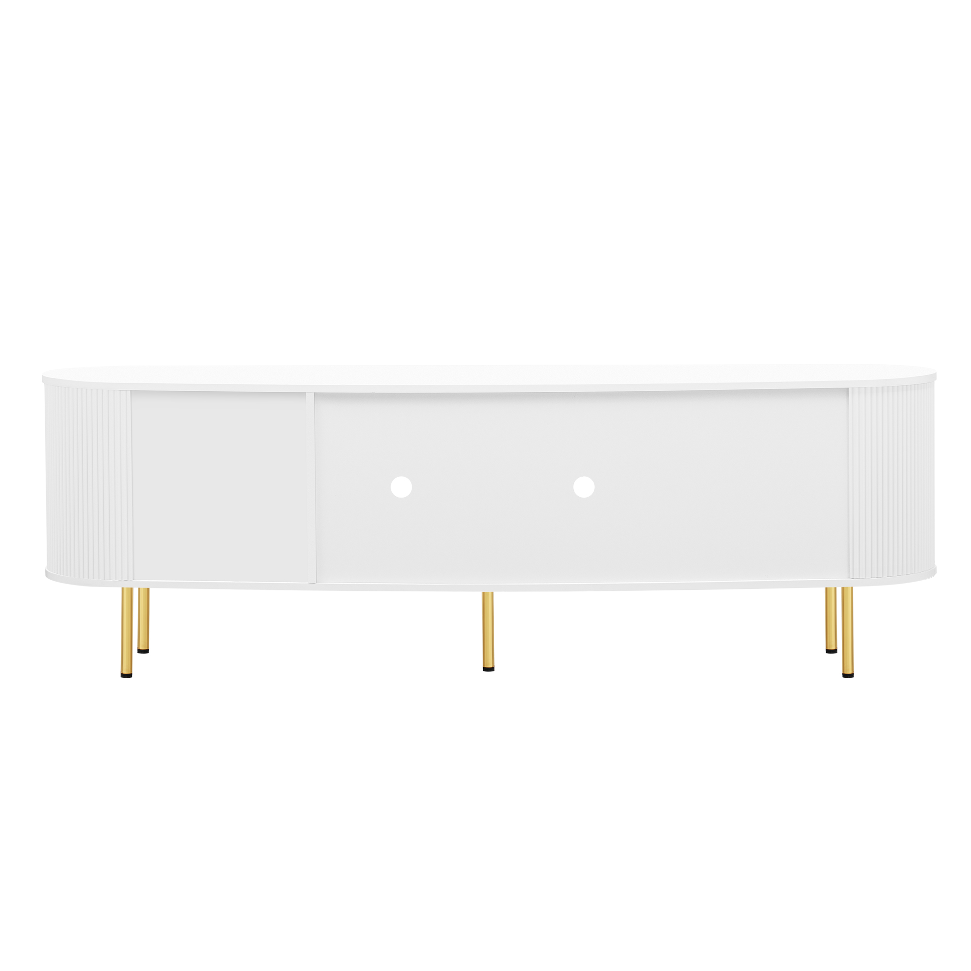 Meuble TV, éléments en verre, 170 x 35 x 55 cm, verre et MDF, blanc - vue 3