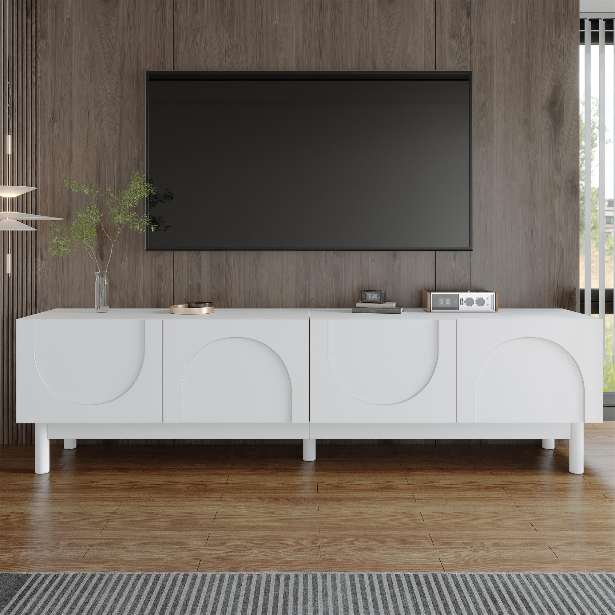 Lowboard, TV-Schrank mit gewölbten, wellenförmigen