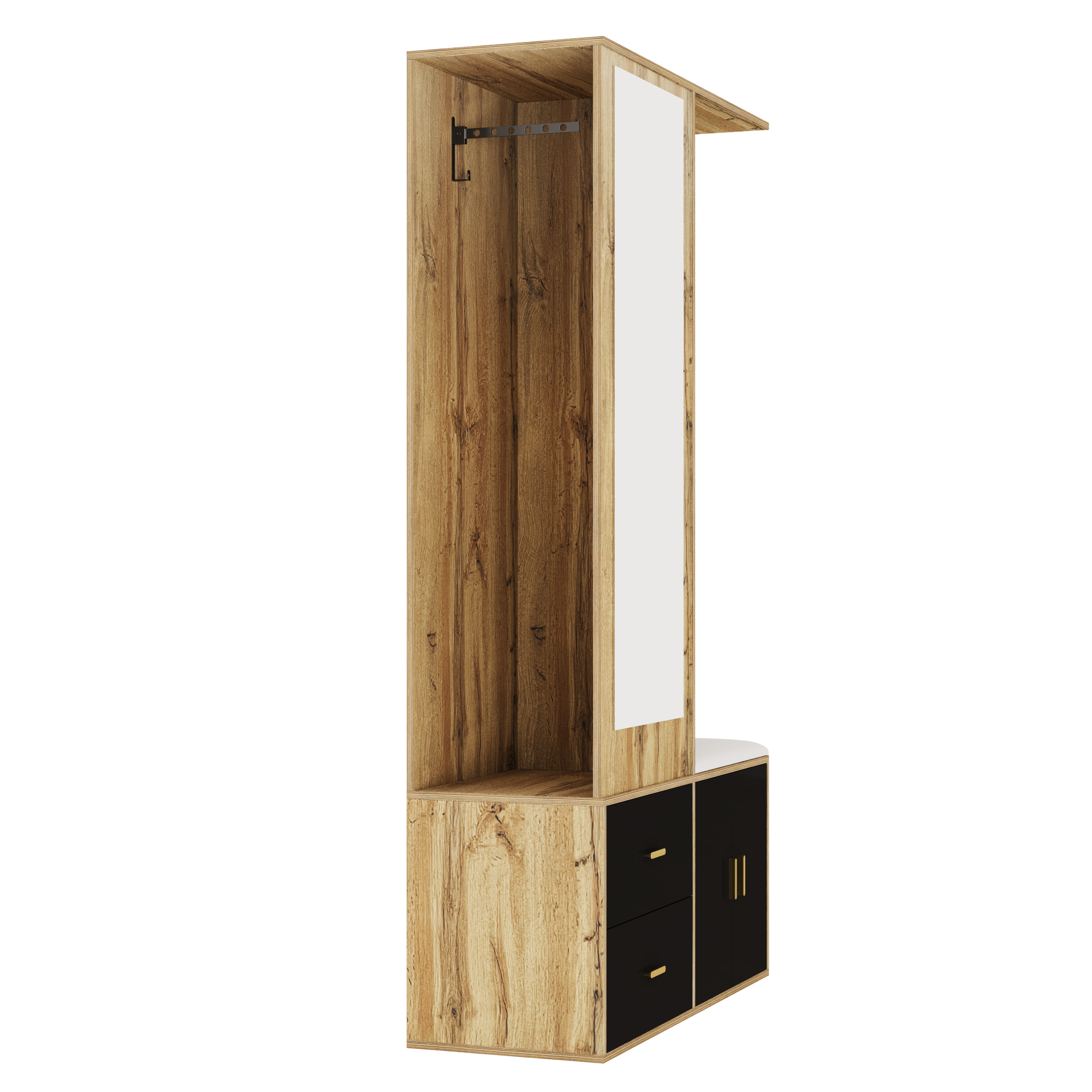 Meuble à chaussures, extensible, 100 x 38 x 180 cm, panneaux de particules et bois, noir - vue 2