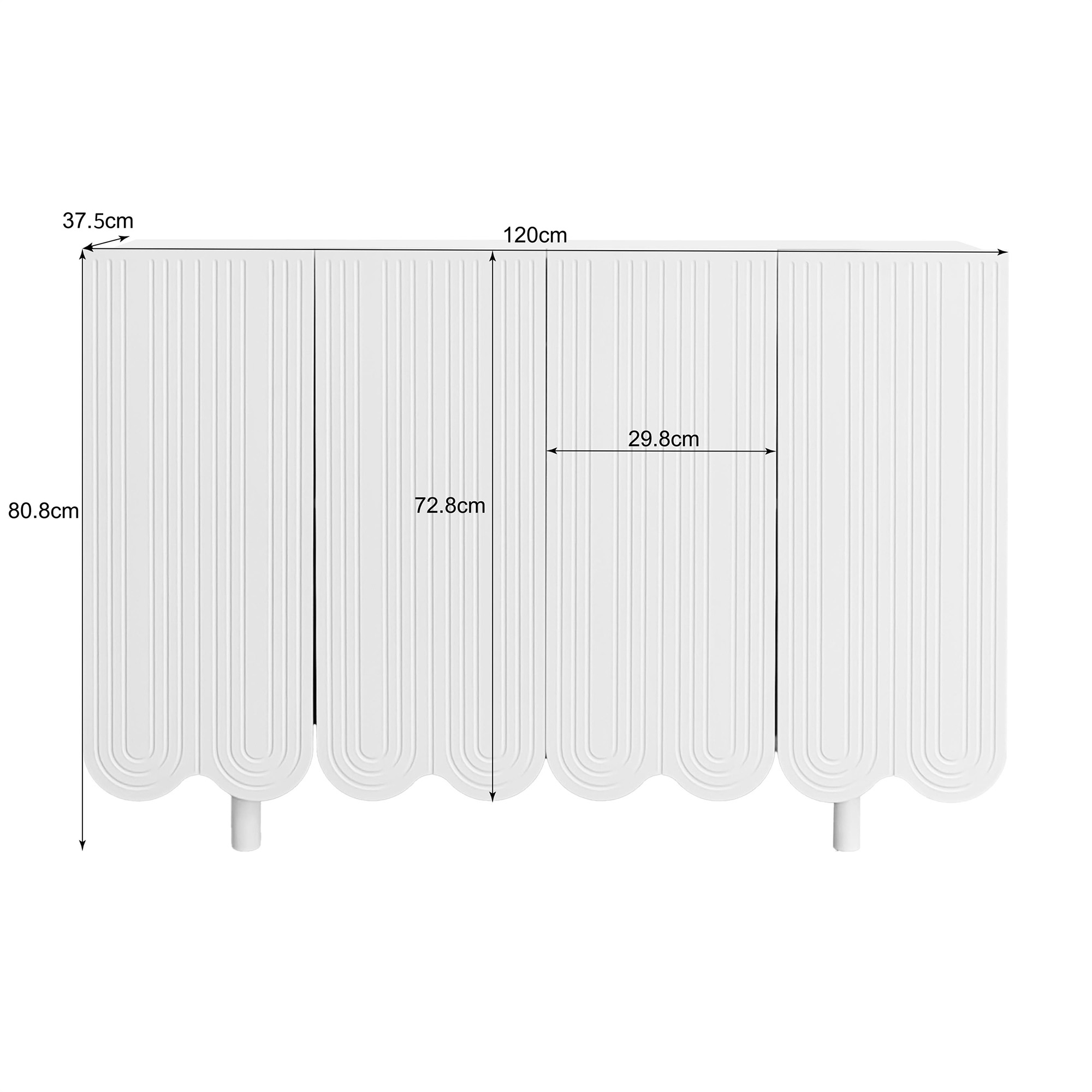 Buffet, 120 x 37,5 x 80,8 cm, MDF, blanc - vue 1