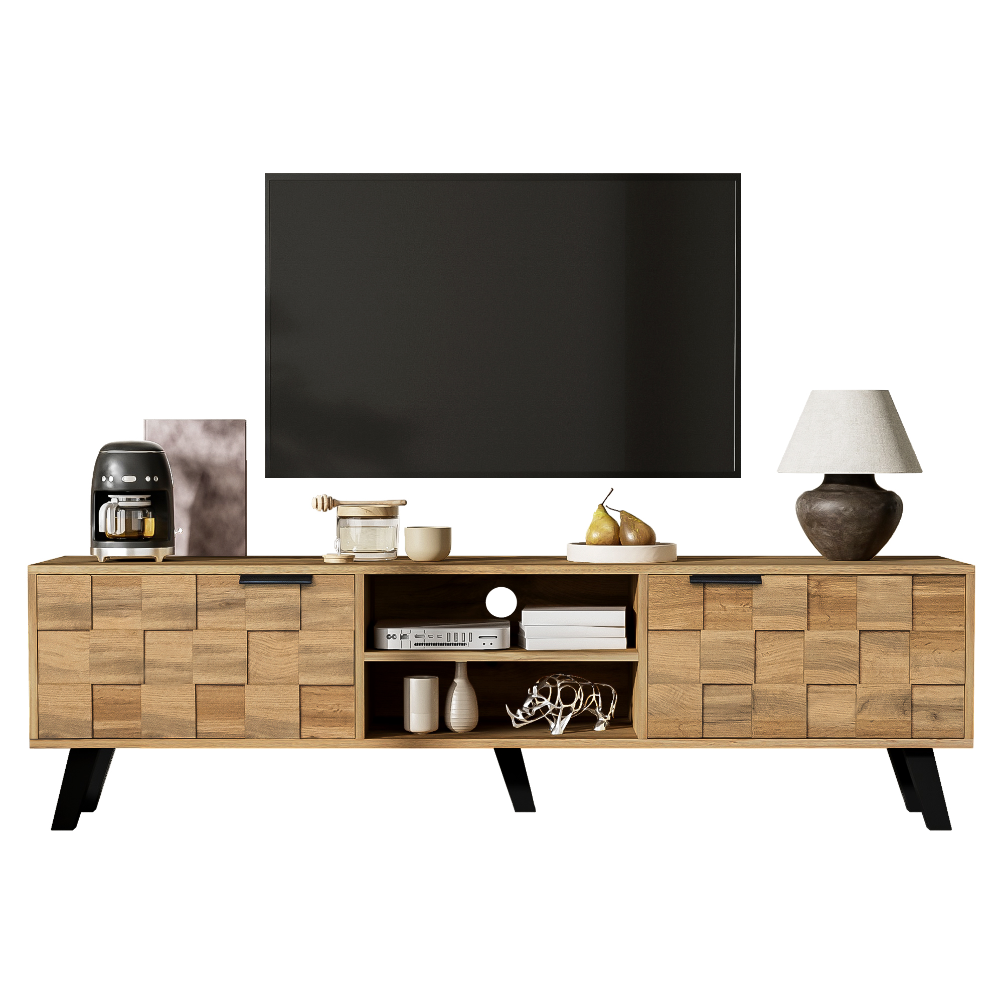 Moderner TV-Schrank mit 2 Türen und 2 offenen Fäch