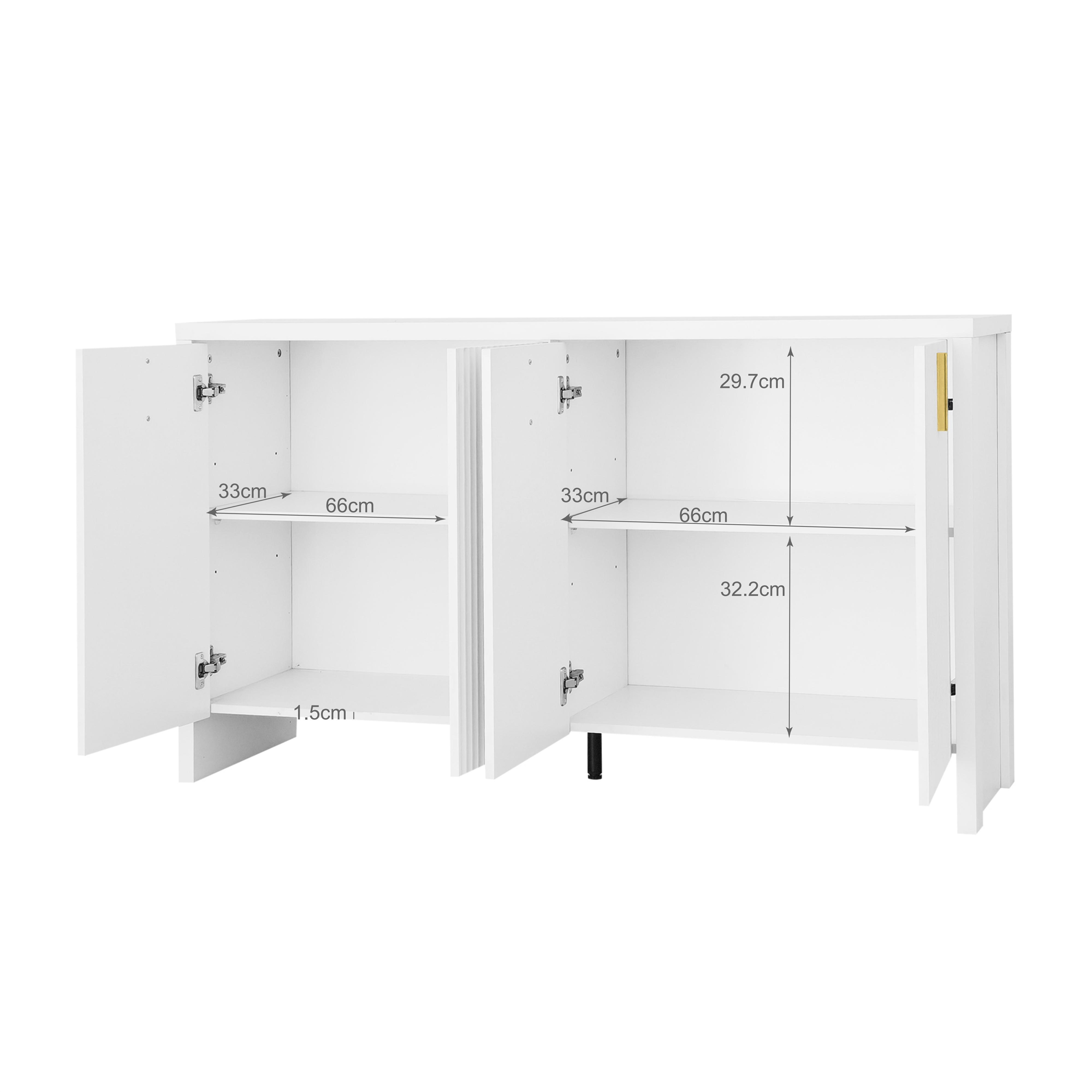 Buffet, rangement intégré, 140 x 38 x 80 cm, panneaux de particules, blanc - vue 1
