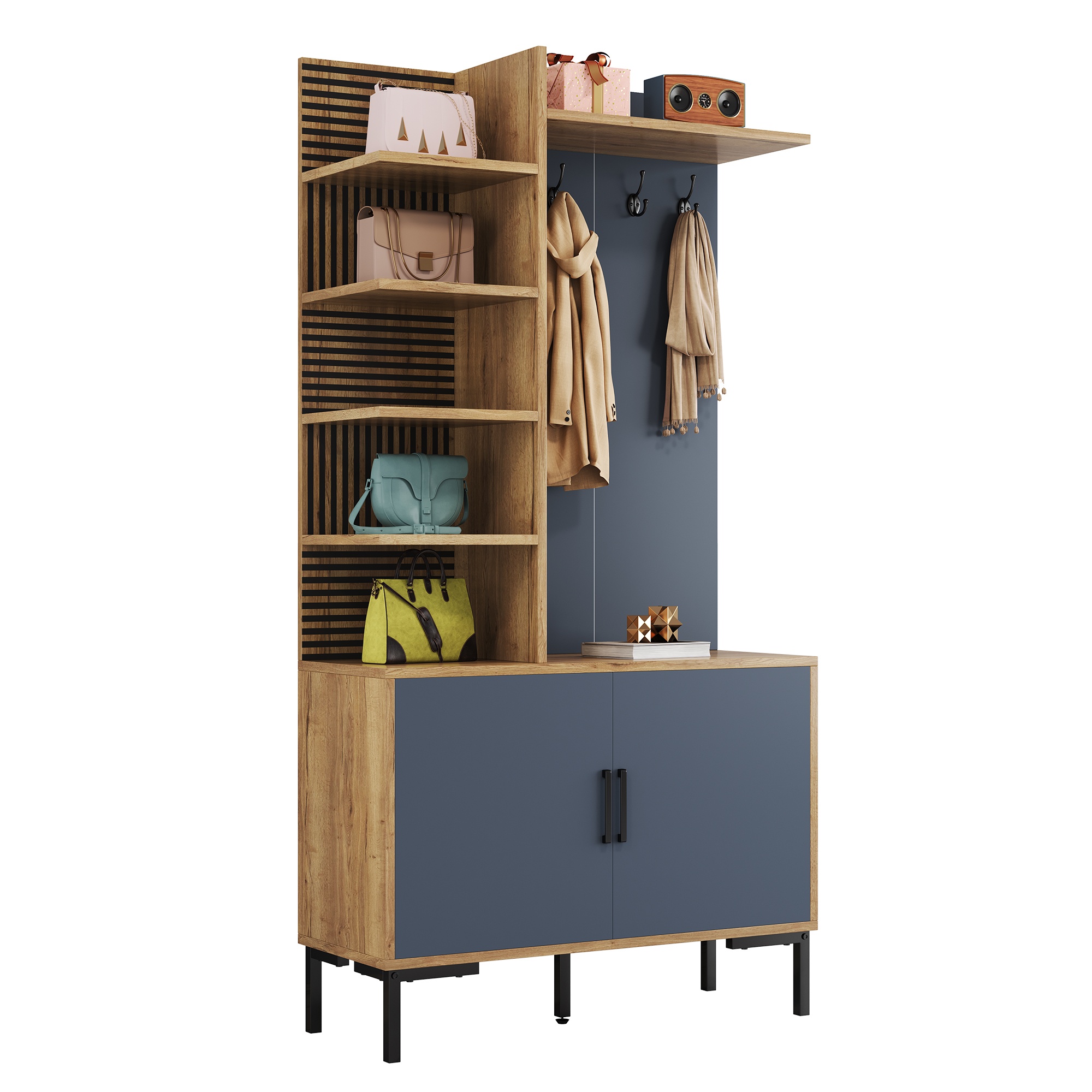 Armoire-penderie, 100 x 40 x 190,05 cm, panneaux de particules, bois naturel - vue 1