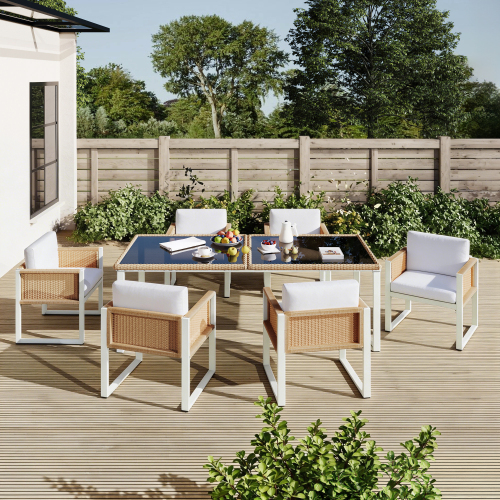 Ensemble repas jardin table verre