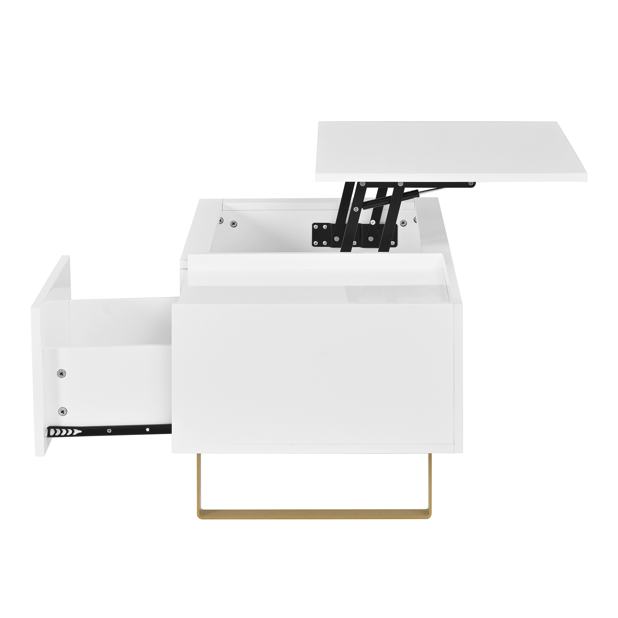 Plateau relevable et coffre de rangement dissimulé