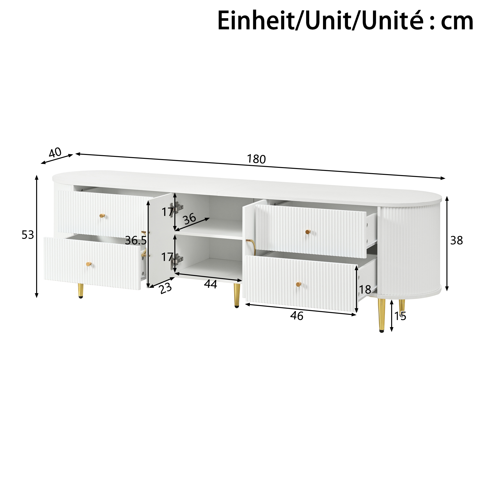 Dimensions meuble TV blanc 180cm