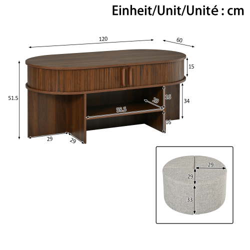 Vue d'ensemble de la table basse ovale