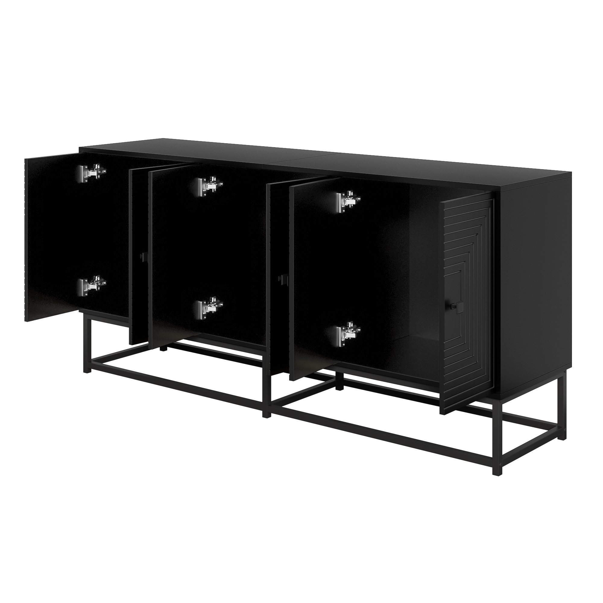 Buffet, rangement intégré, 160 x 38 x 75,5 cm, panneaux de particules, noir - vue 2