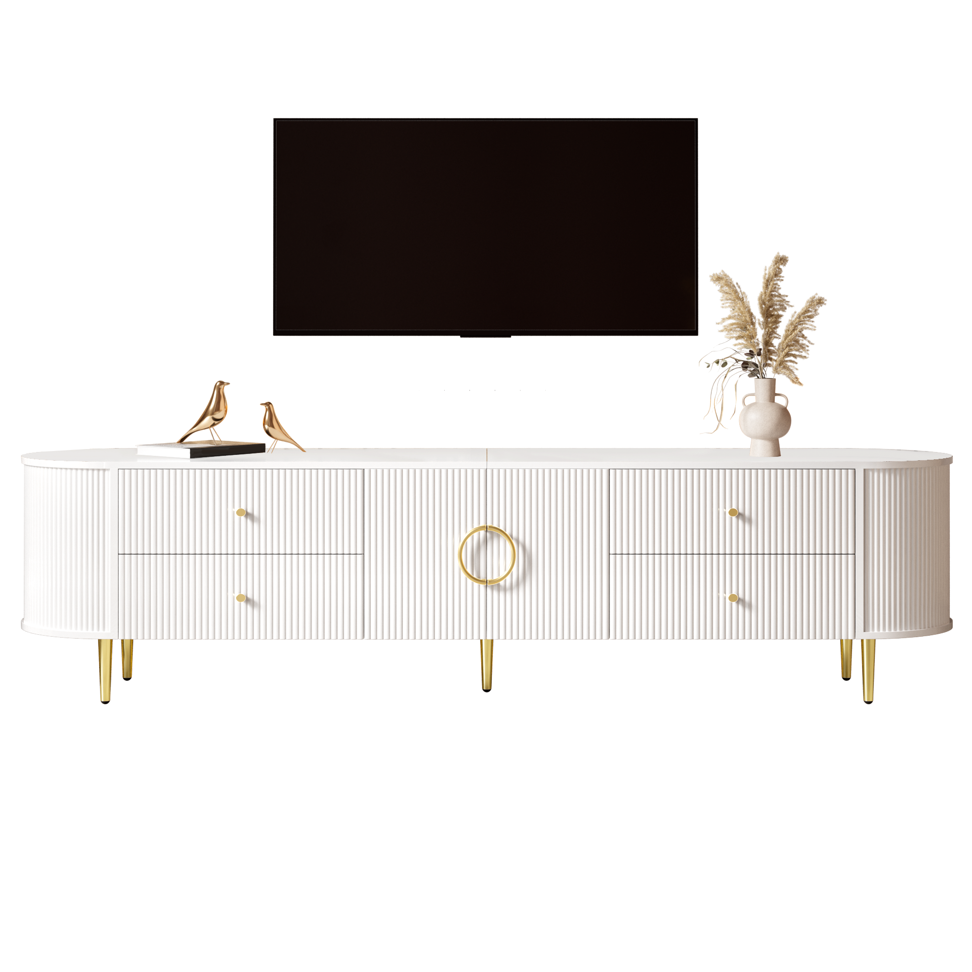 Détail meuble TV ondes 3D blanc