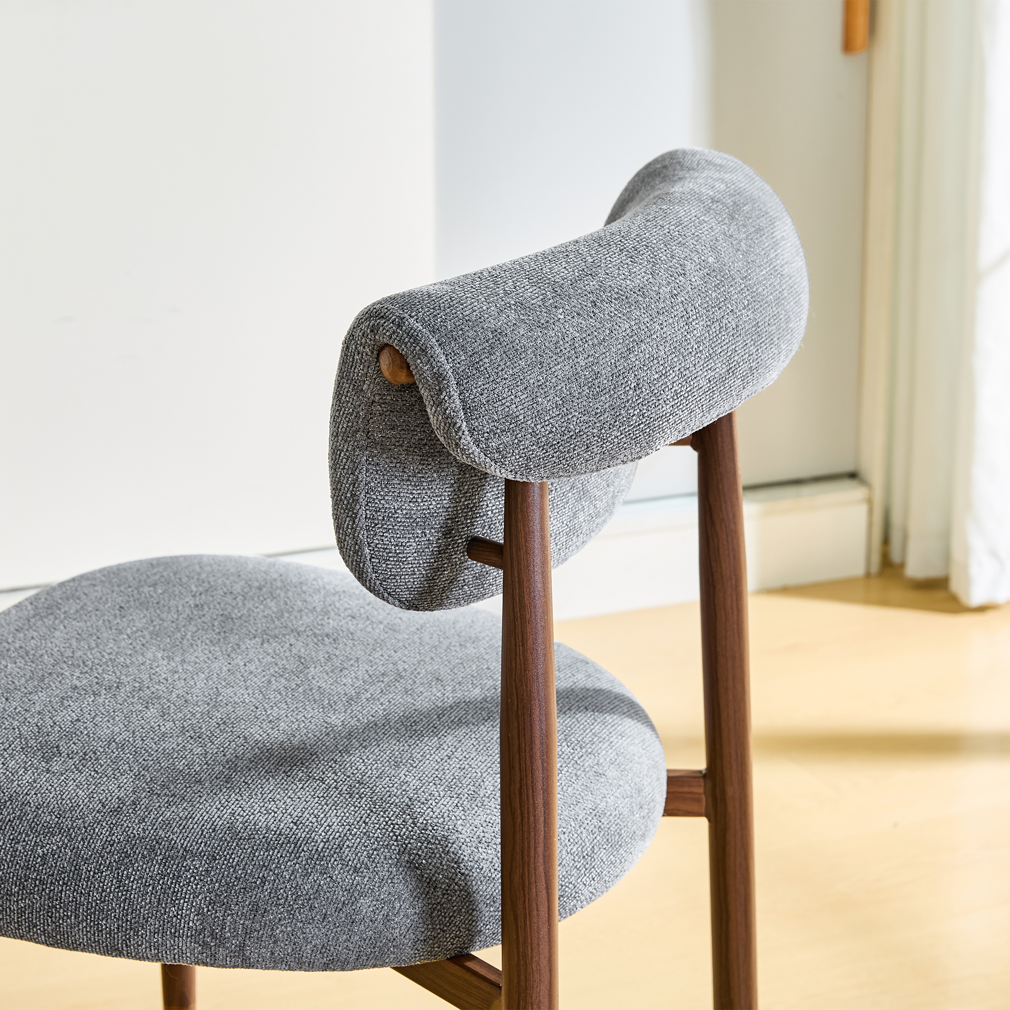 Chaise de salle à manger, lot de 4, assise rembourrée, 48 x 58,5 x 83 cm, tissu effet lin, gris - vue 9