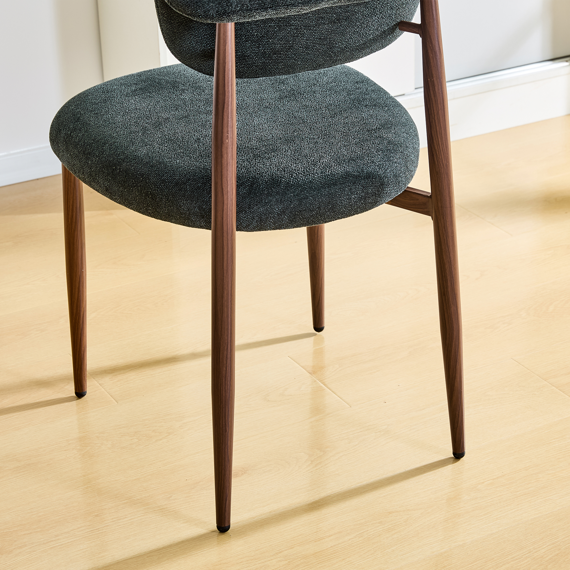 Chaise de salle à manger, lot de 4, assise rembourrée, 48 x 58,5 x 83 cm, tissu effet lin, noir - vue 11