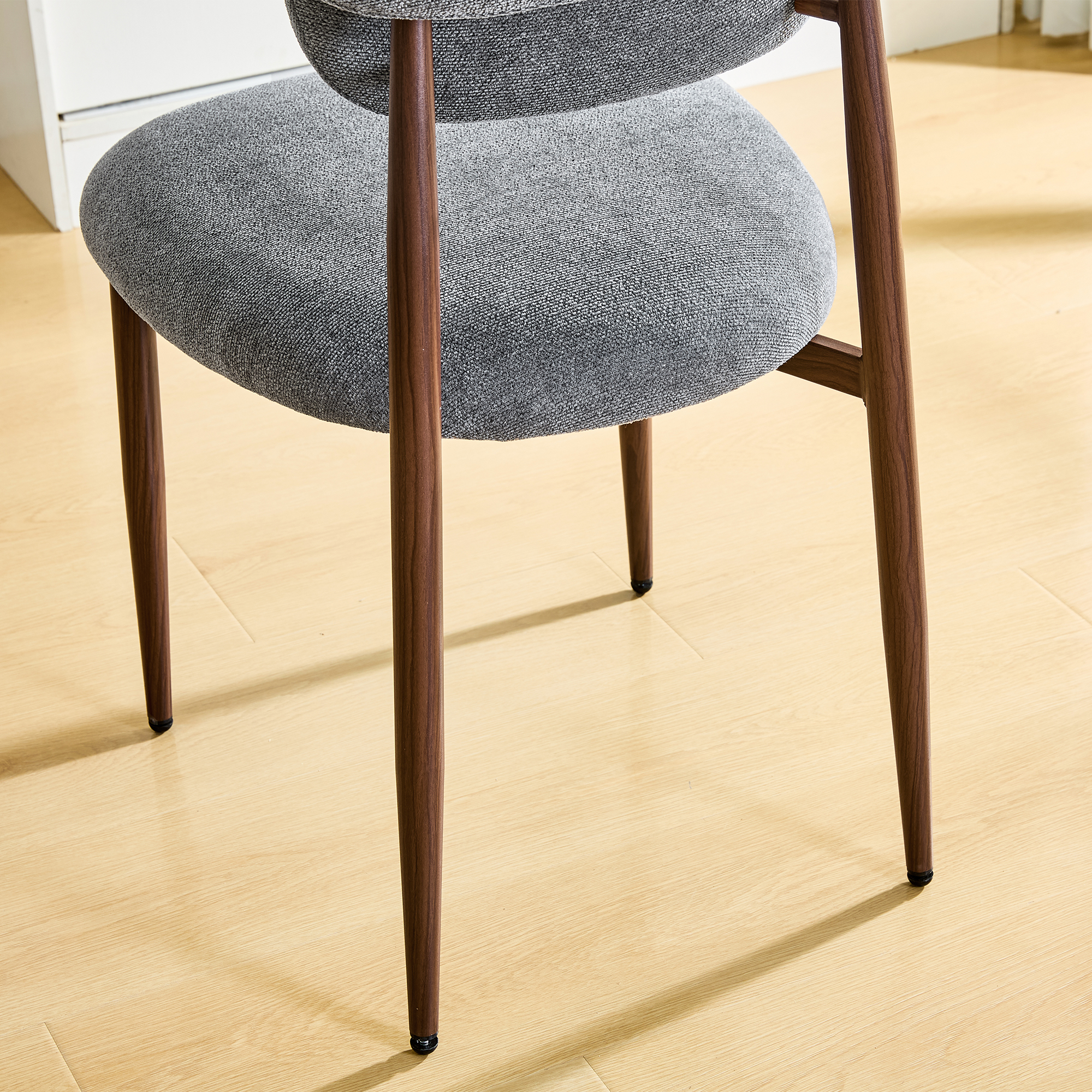 Chaise de salle à manger, lot de 4, assise rembourrée, 48 x 58,5 x 83 cm, tissu effet lin, gris - vue 10