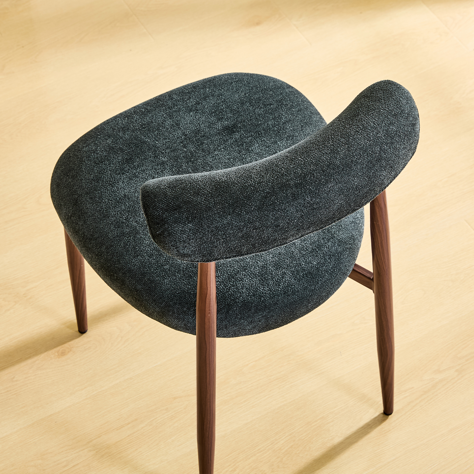 Chaise de salle à manger, lot de 4, assise rembourrée, 48 x 58,5 x 83 cm, tissu effet lin, noir - vue 12