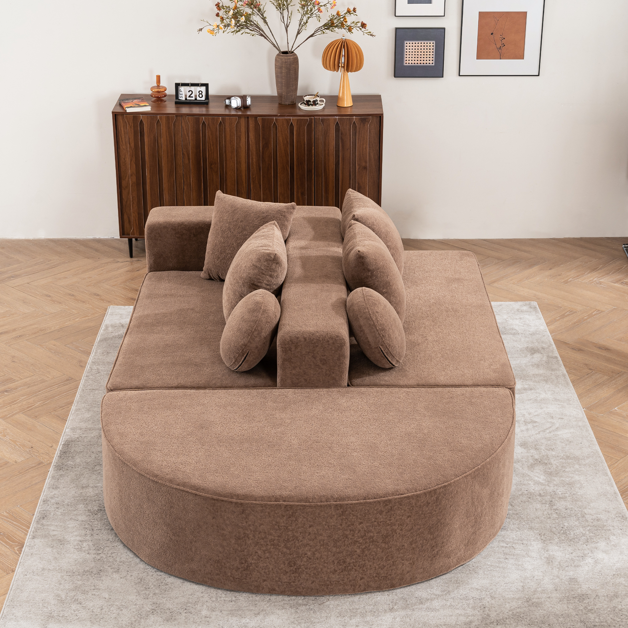 Canapé modulaire en mousse complète, haute densité, sans montage, prêt à l'emploi, confort continu, maintient forme et texture, pour salon, détente et divertissement, design simple, usage quotidien durable - image 4