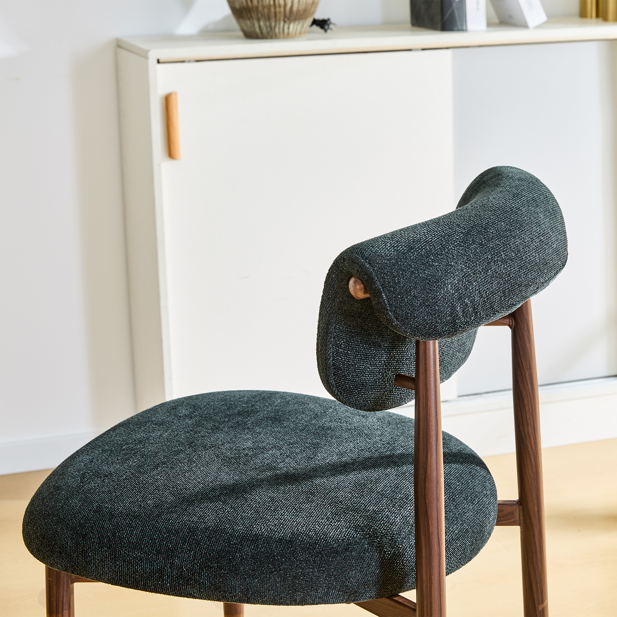 Chaise de salle à manger, lot de 4, assise rembourrée, 48 x 58,5 x 83 cm, tissu effet lin, noir - vue 7