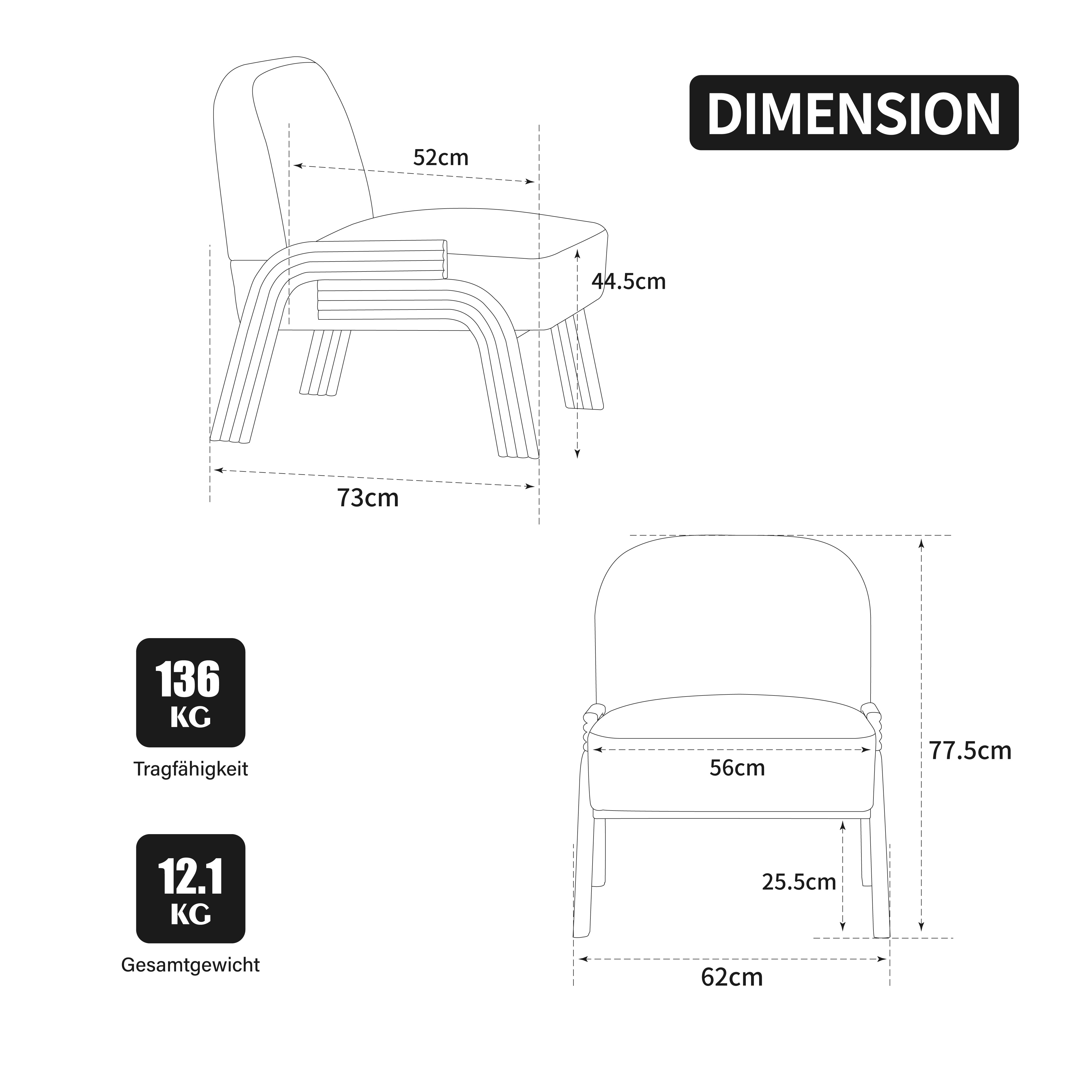 Skandinavischer Stoff-Loungesessel – Weicher Cheni