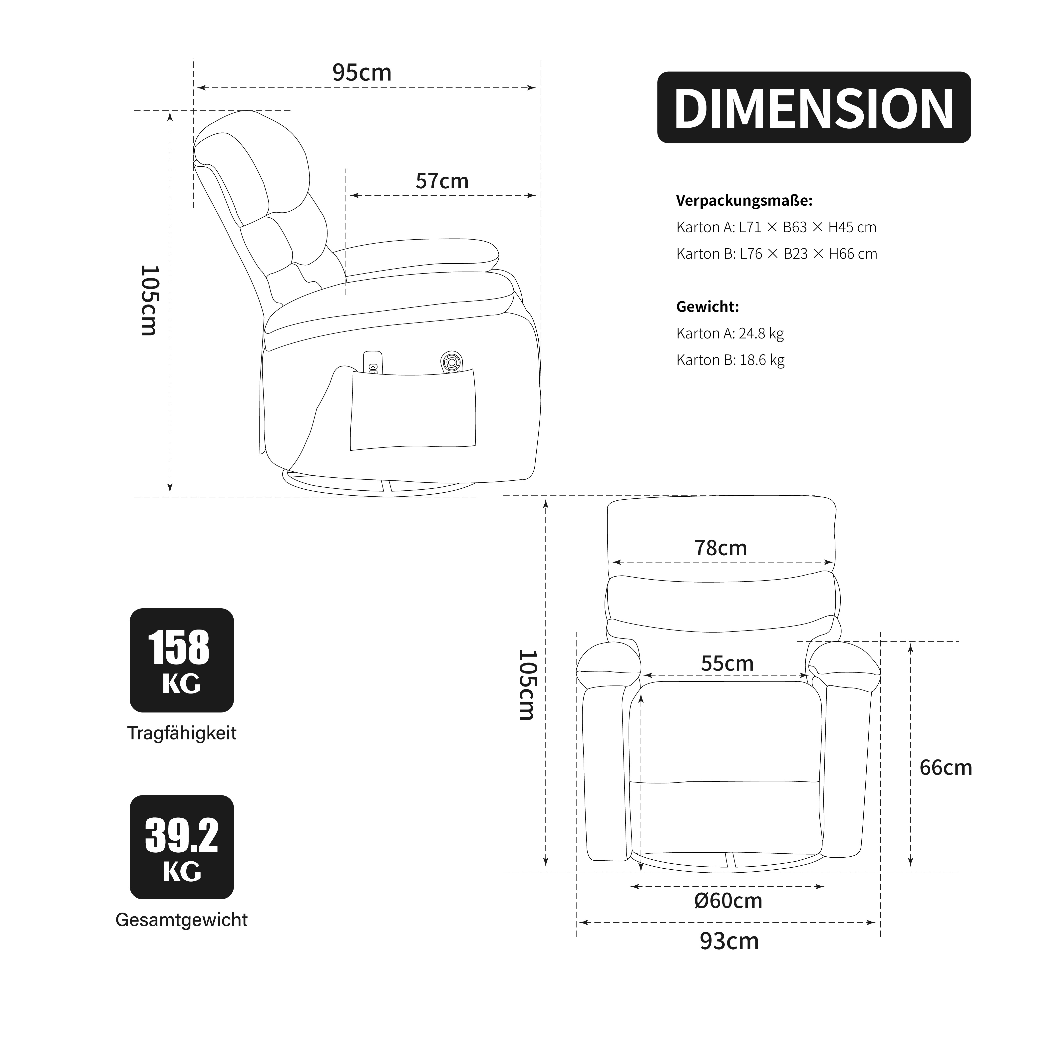 Dimensions du fauteuil relax