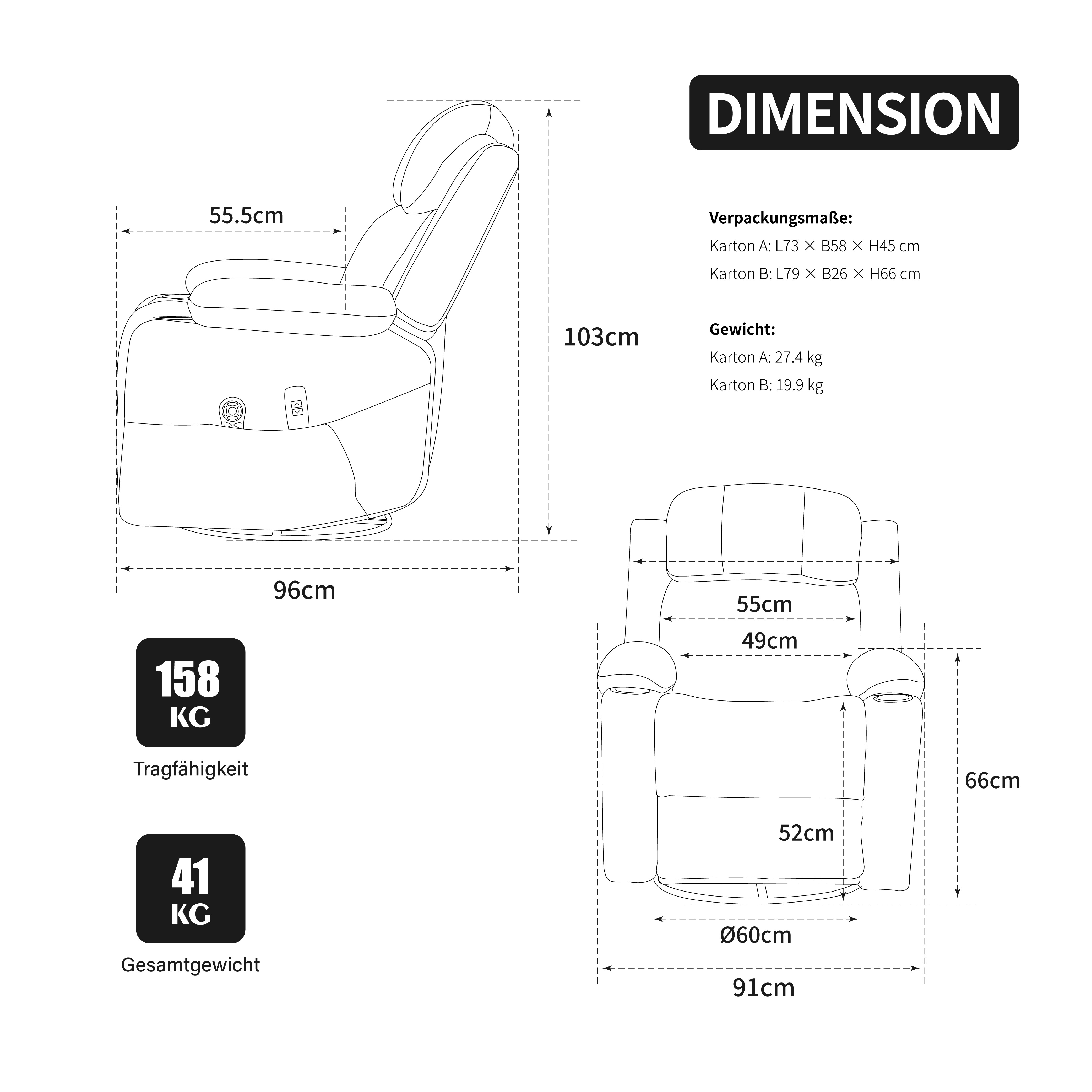 Dimensions du fauteuil relax