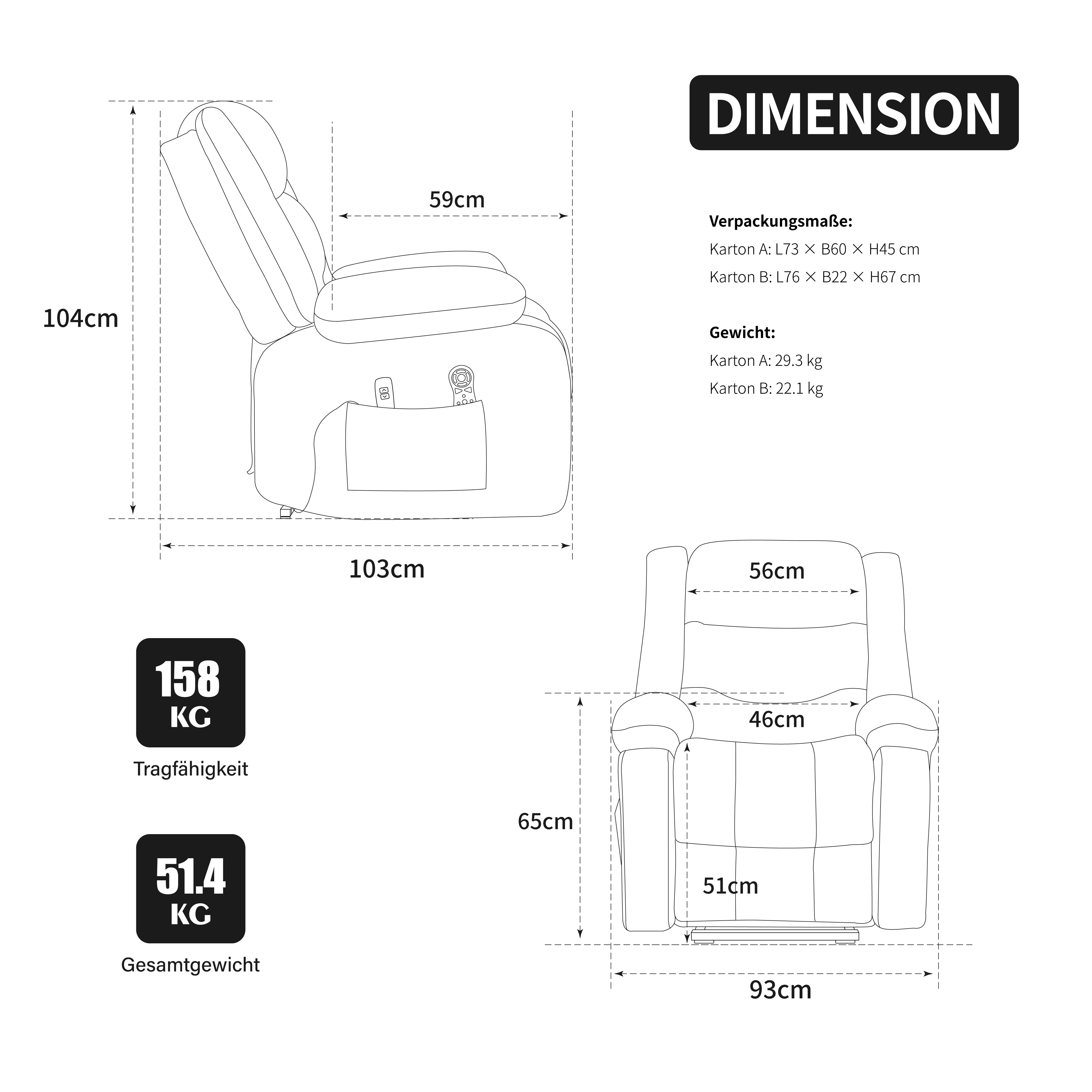 Dimensions du fauteuil relax
