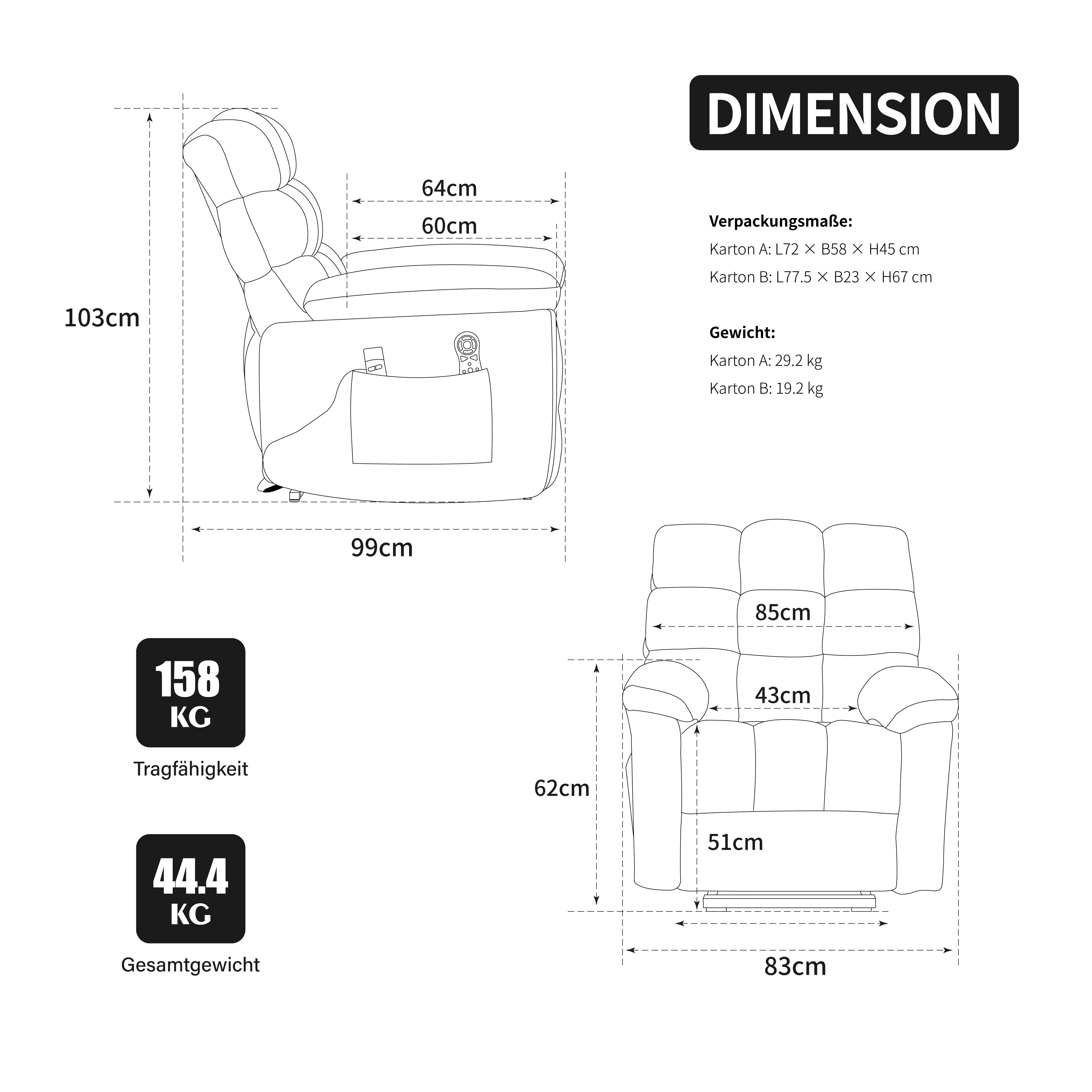 Dimensions du fauteuil relax